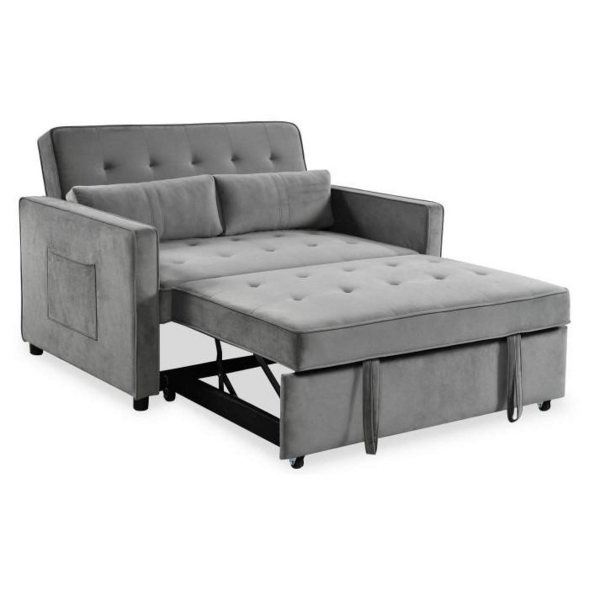 Paris Prix Canapé Convertible 2 Places Velours  Léa  133cm Gris