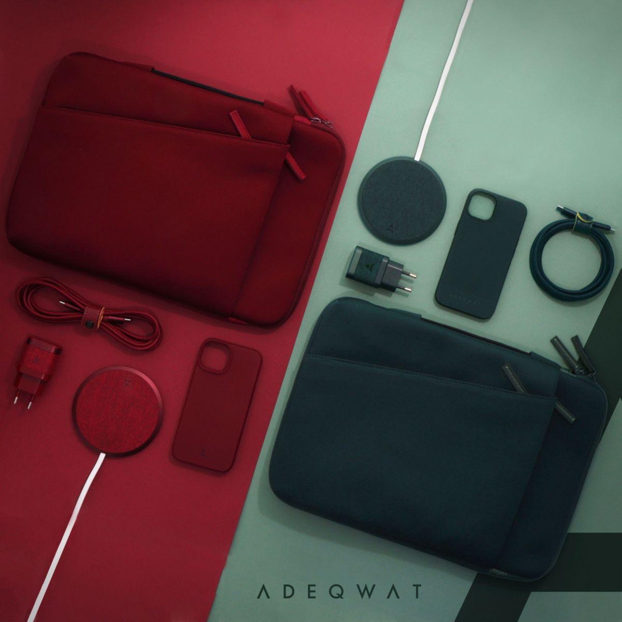 Voir la diapositive 3 : ADEQWAT Chargeur induction sans fil Dark Red ultra-plat