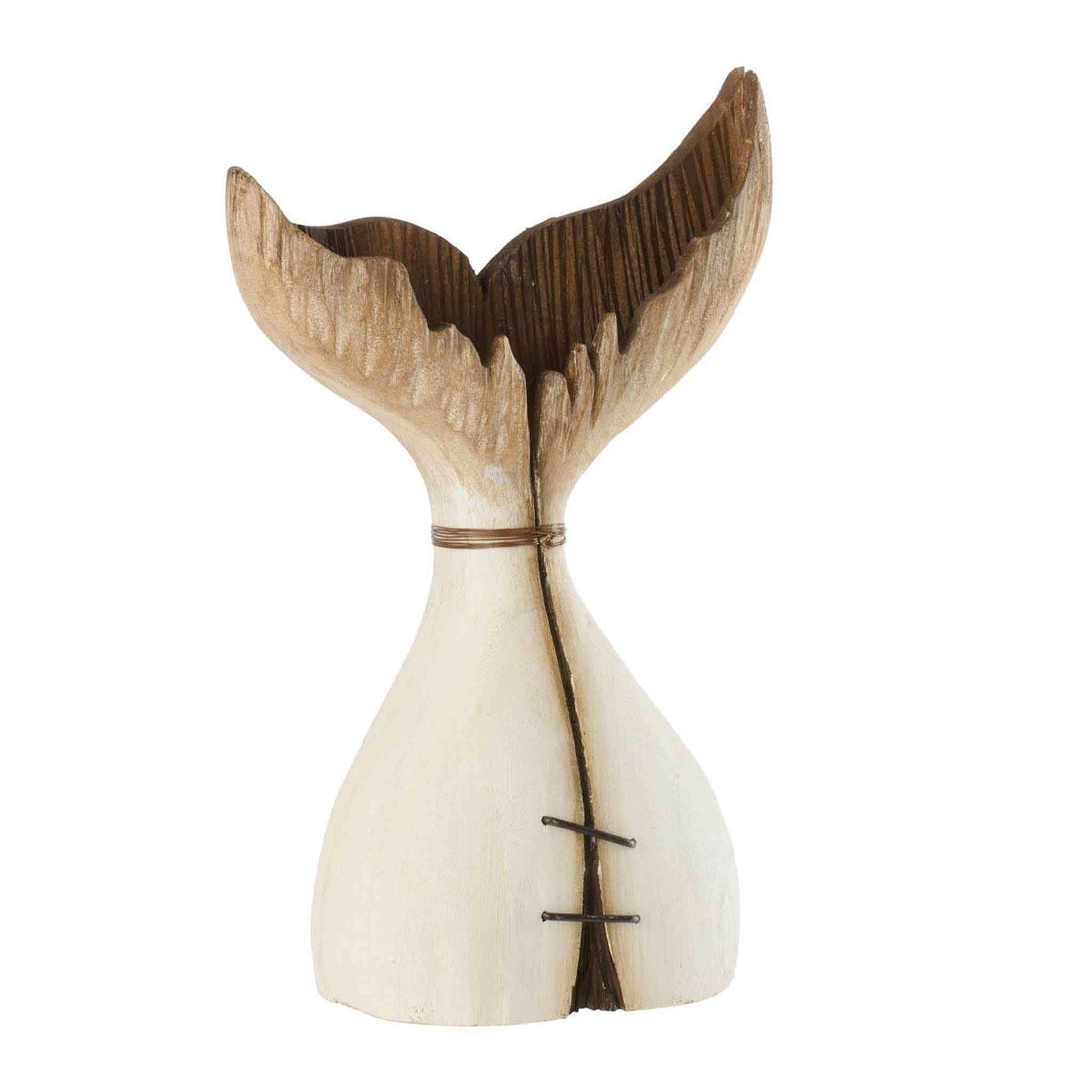 J-LINE Queue de baleine déco en bois  océan  35cm naturel