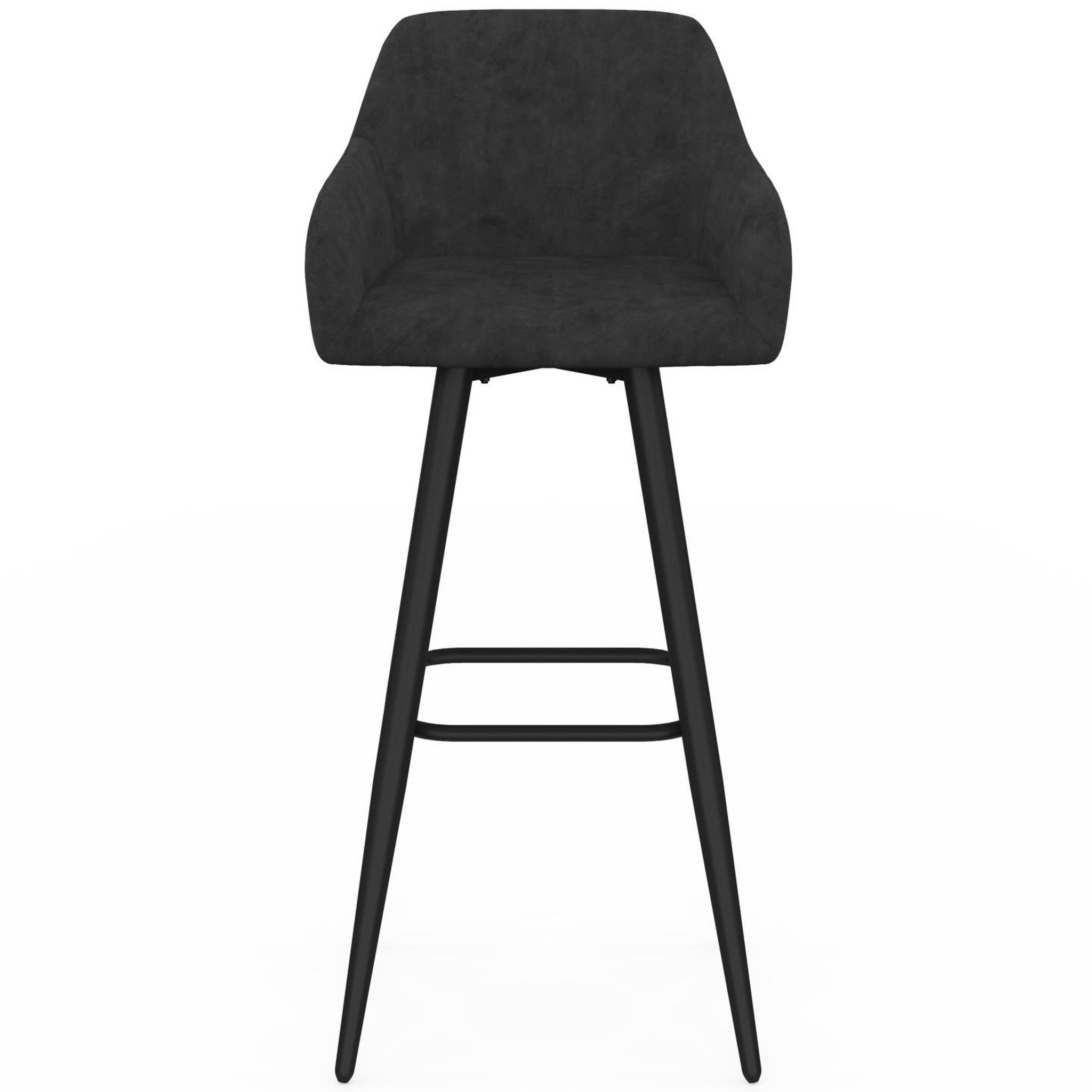 Voir la diapositive 3 : ID MARKET Lot de 4 tabourets de bar jany pivotants avec accoudoirs en velours noir et pieds bois noir