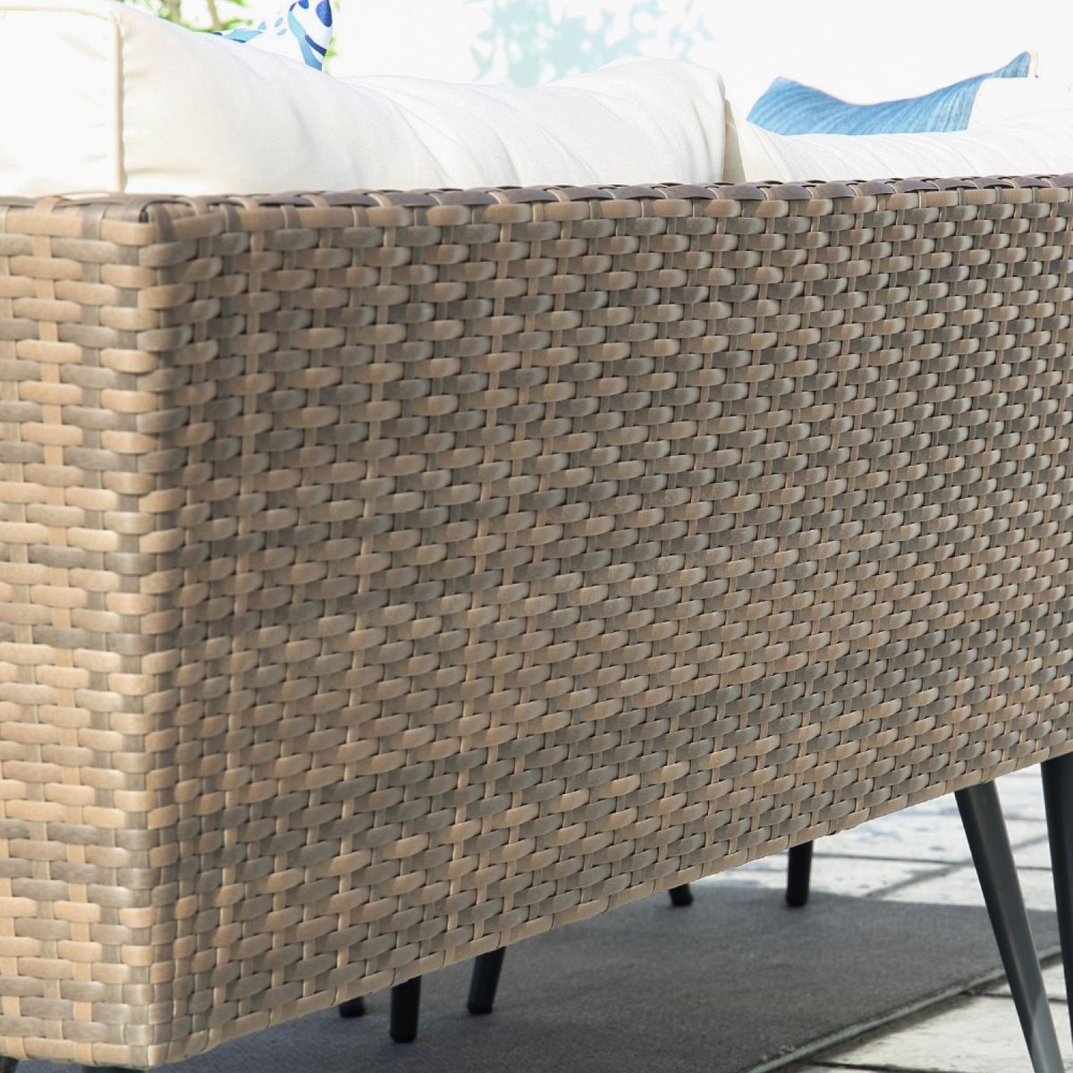 CONCEPT USINE salon de jardin 9 places résine tressée marron et beige BARACOA