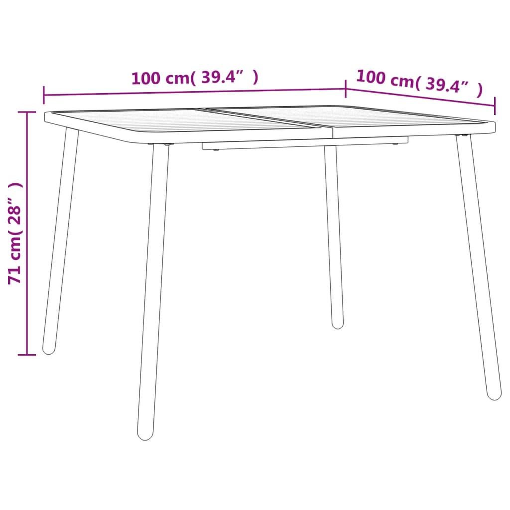 Voir la diapositive 6 : VIDAXL Table de jardin anthracite 100x100x71 cm acier