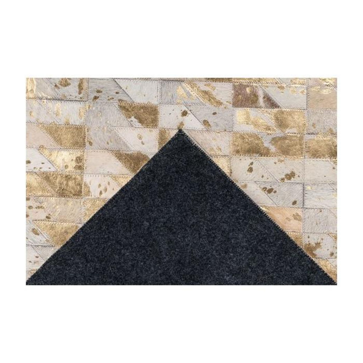 Paris Prix Tapis Fait Main en Cuir  Lavin III  Or & Multicolore