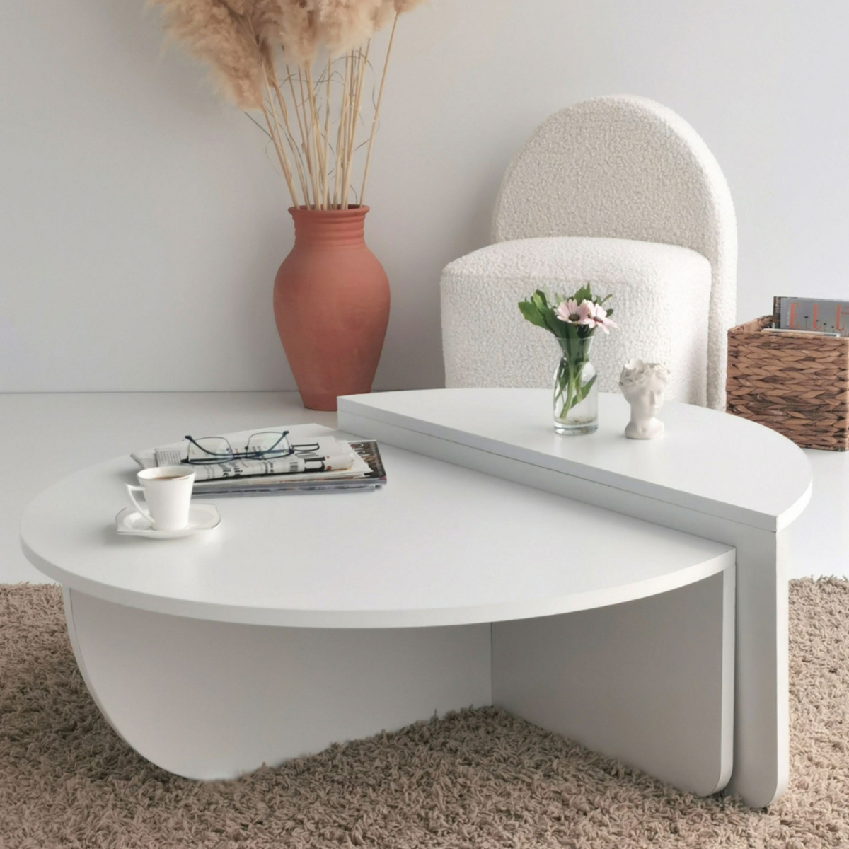 CONCEPT USINE Table basse ronde modulable blanche CARLOW