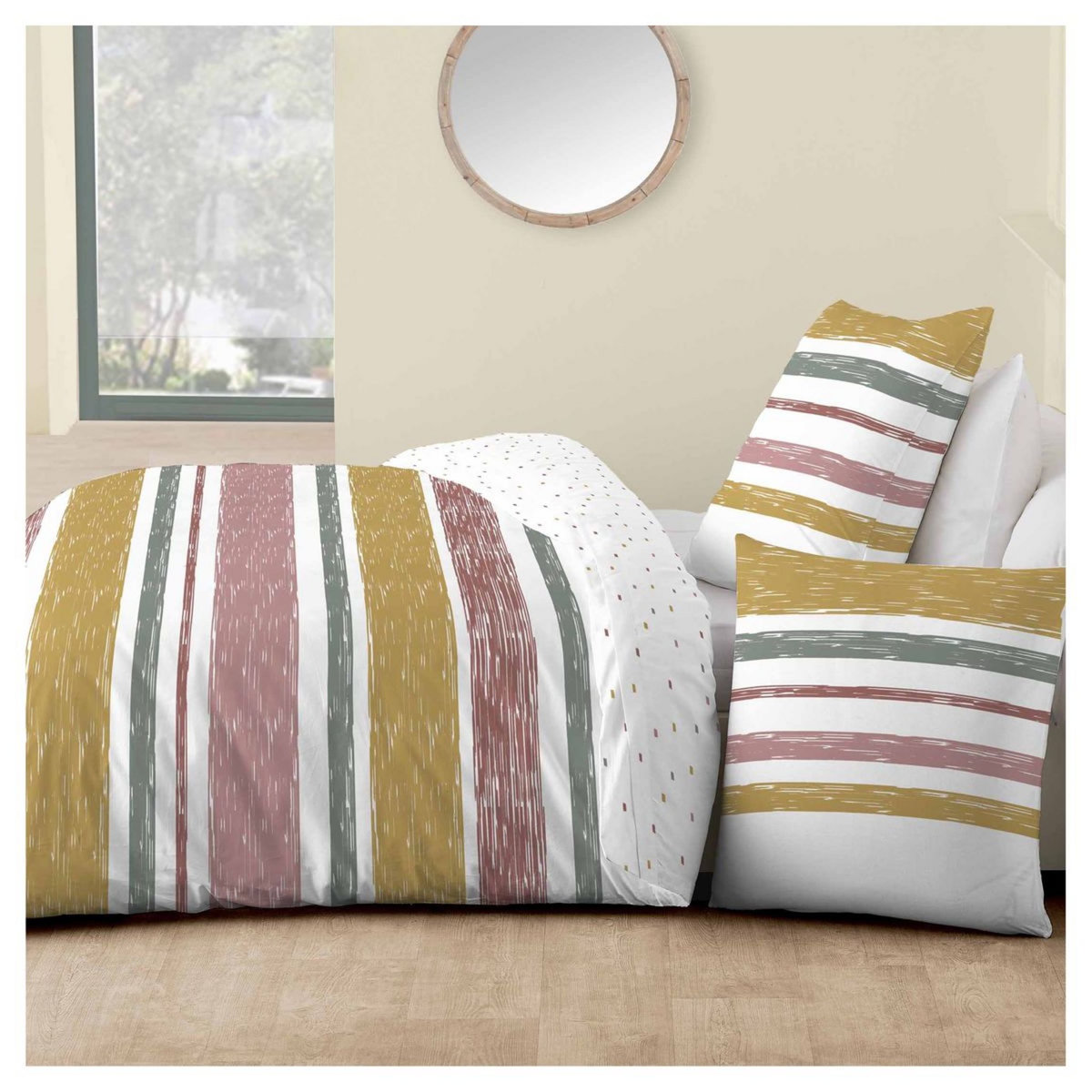 Parure housse de couette en coton 57 fils  CHARLIE