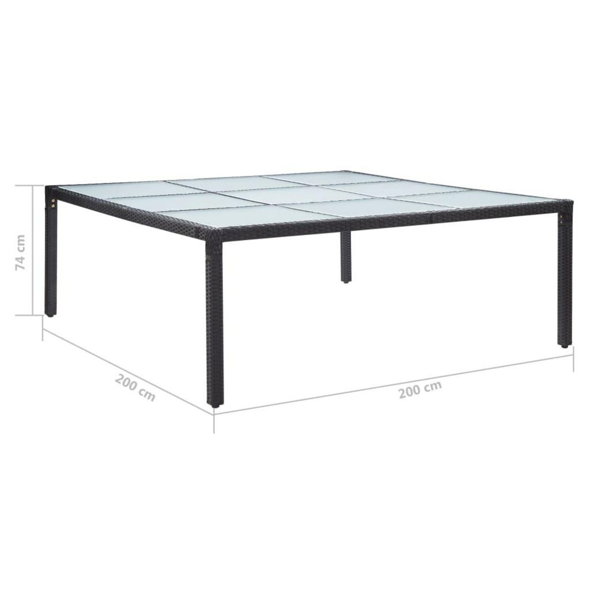 VIDAXL Table a dîner de jardin Noir 200x200x74 cm Resine tressee