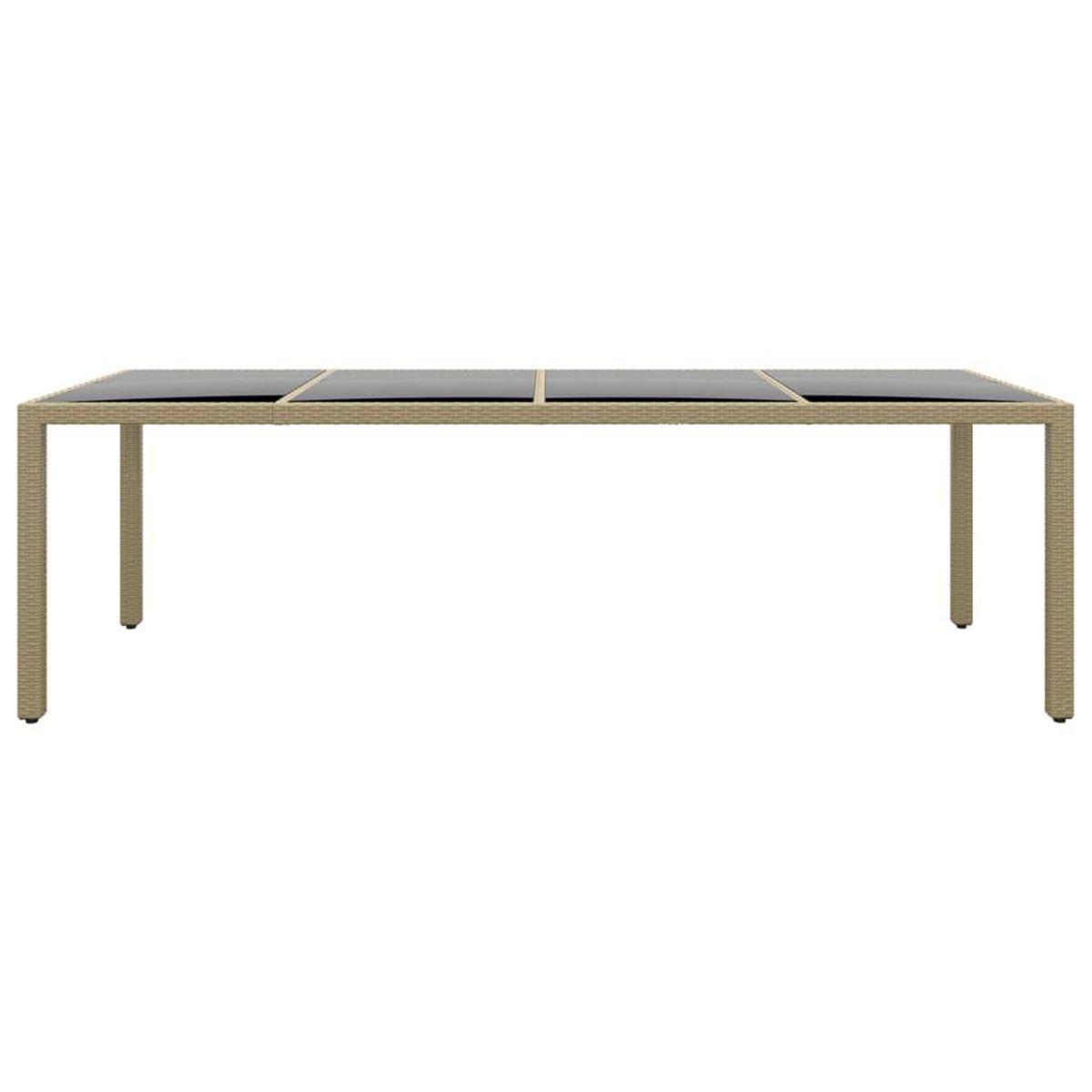 VIDAXL Table de jardin avec dessus en verre beige resine tressee