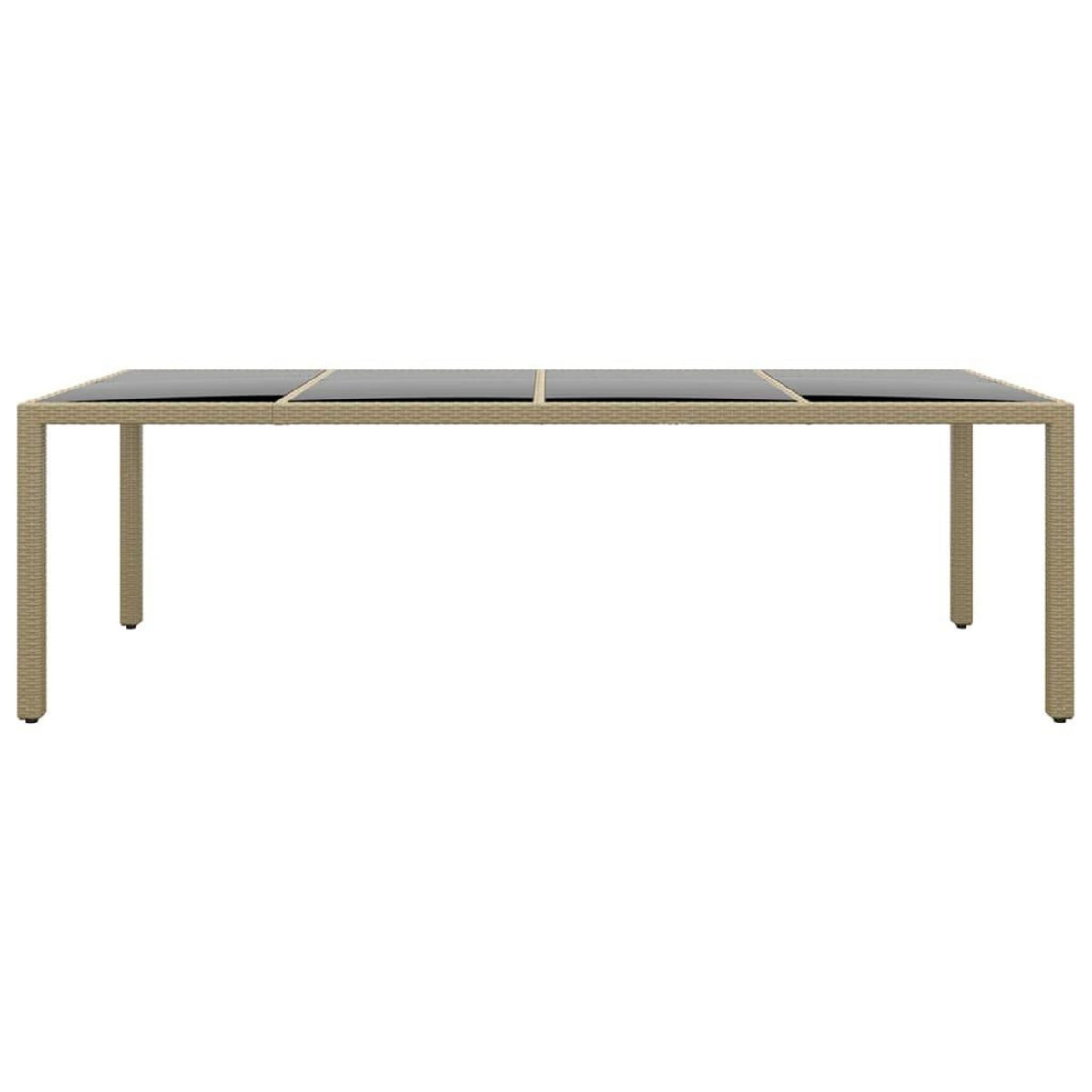 VIDAXL Table de jardin avec dessus en verre beige resine tressee