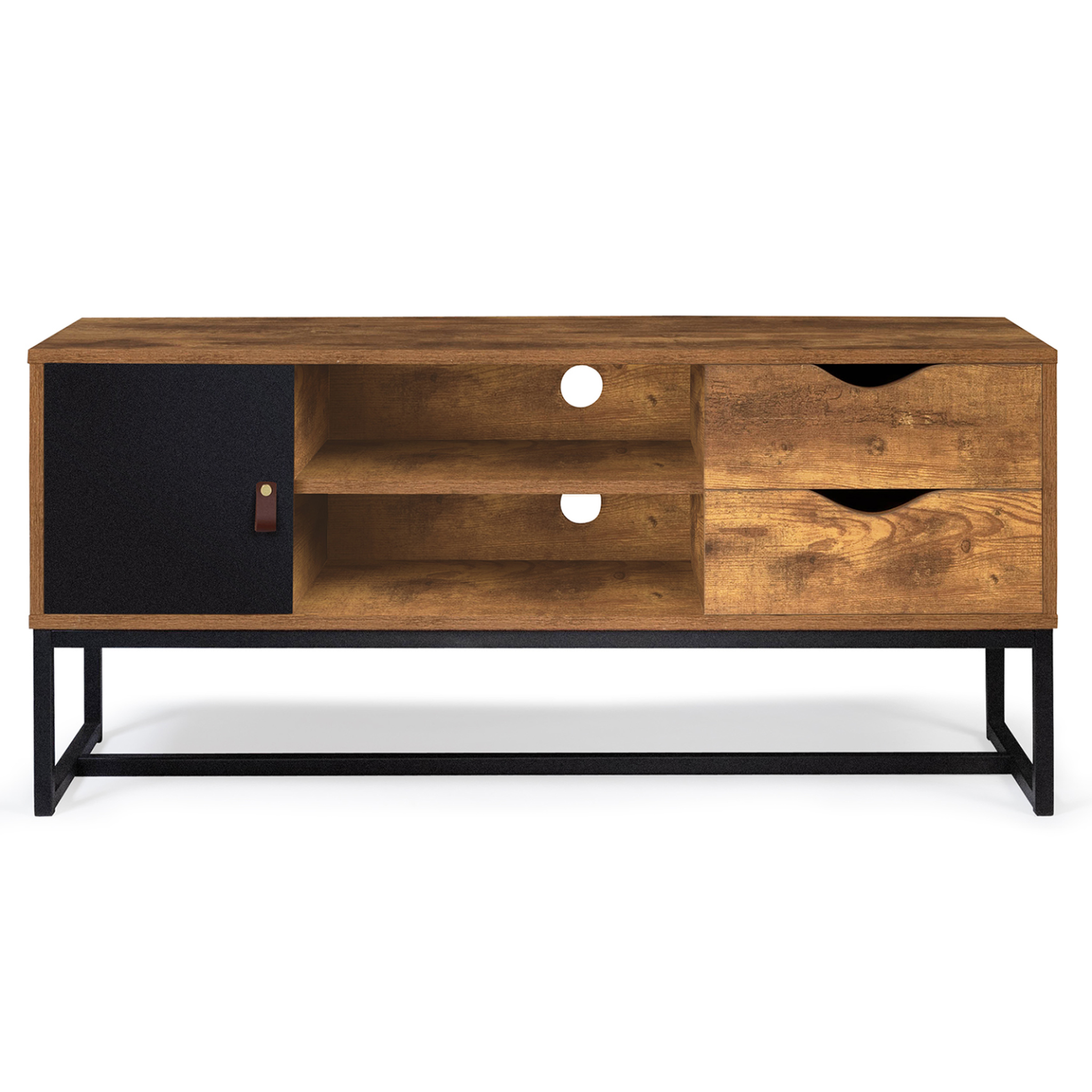 Voir la diapositive 3 : ID MARKET Meuble tv 110 cm chicago 2 tiroirs avec placard design industriel