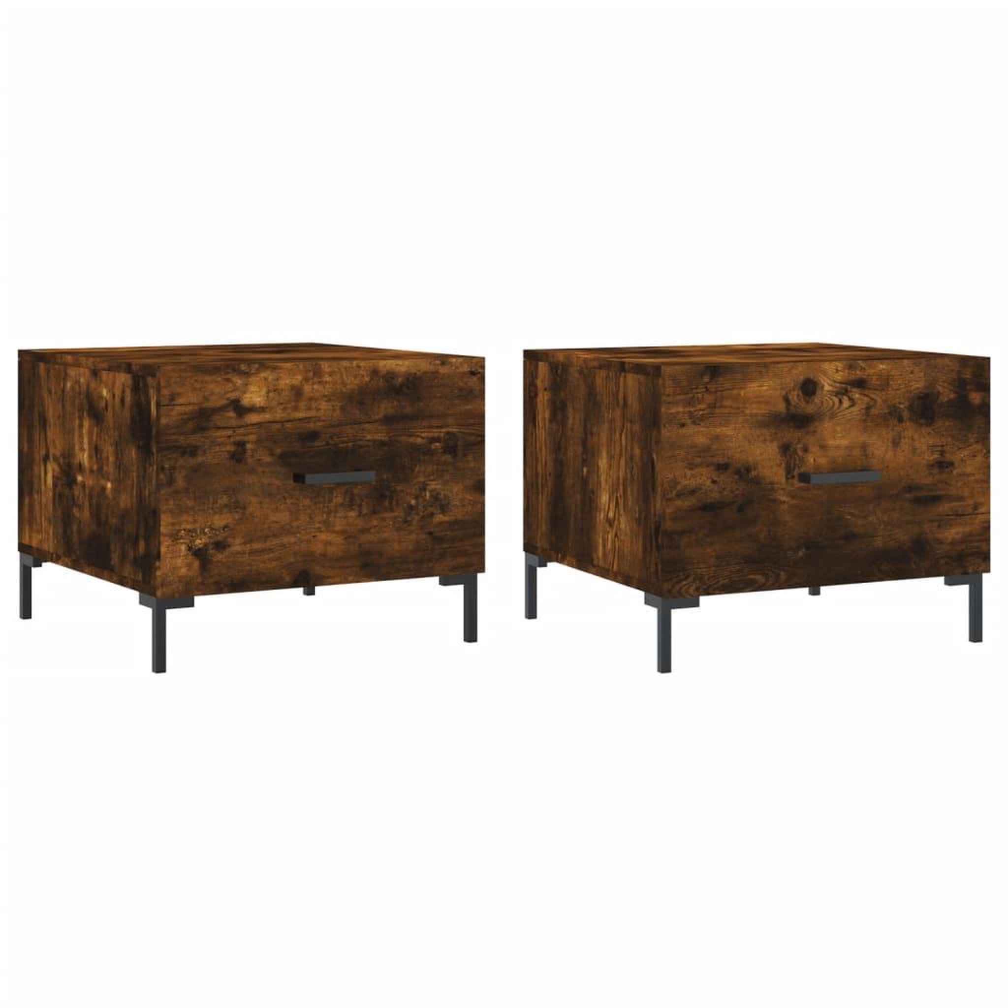 Voir la diapositive 2 : VIDAXL Tables basses 2 pcs chene fume 50x50x40 cm bois d'ingenierie