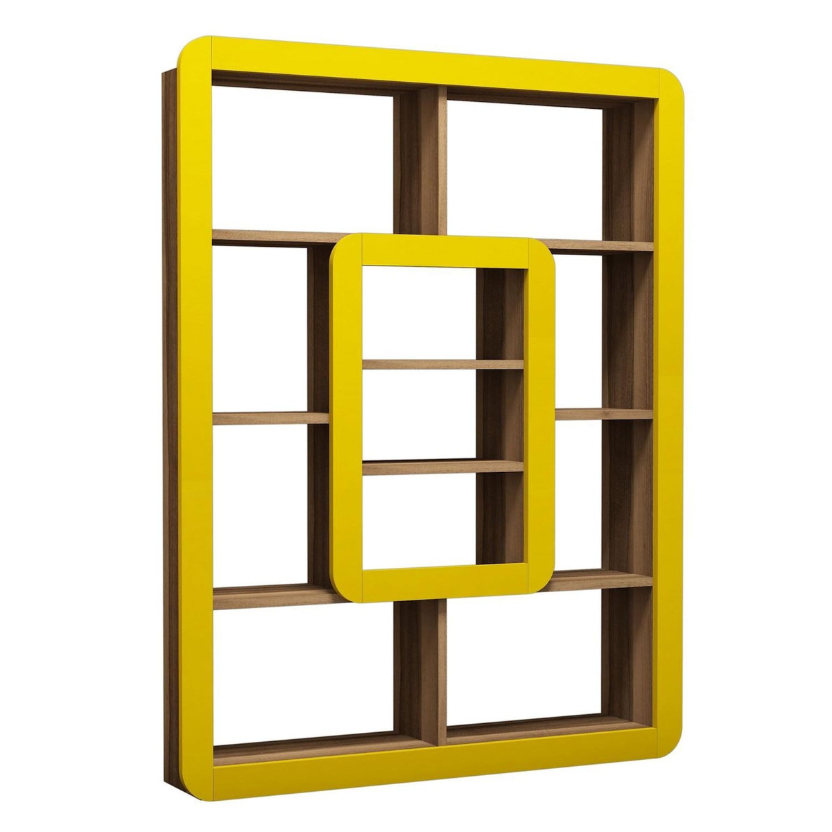 Habitat et Jardin Bibliothèque en bois  Orkide  - 108 x 21 x 140 cm - Noyer, Jaune