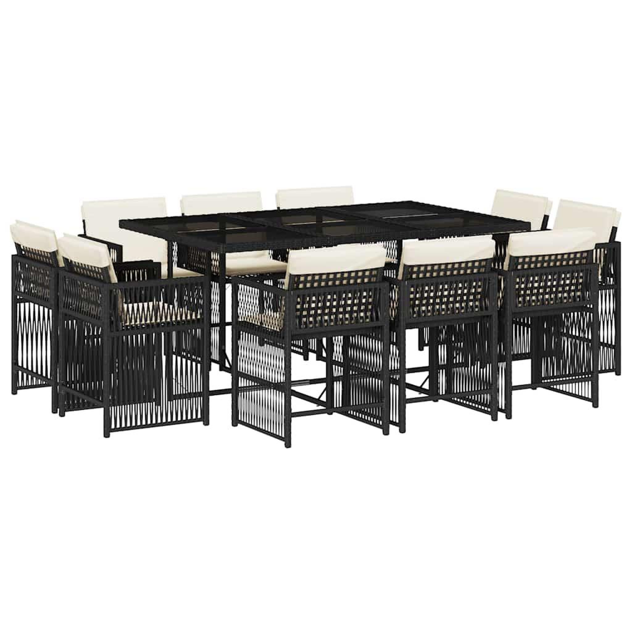 Voir la diapositive 2 : VIDAXL Ensemble a manger de jardin 11 pcs coussins noir resine tressee