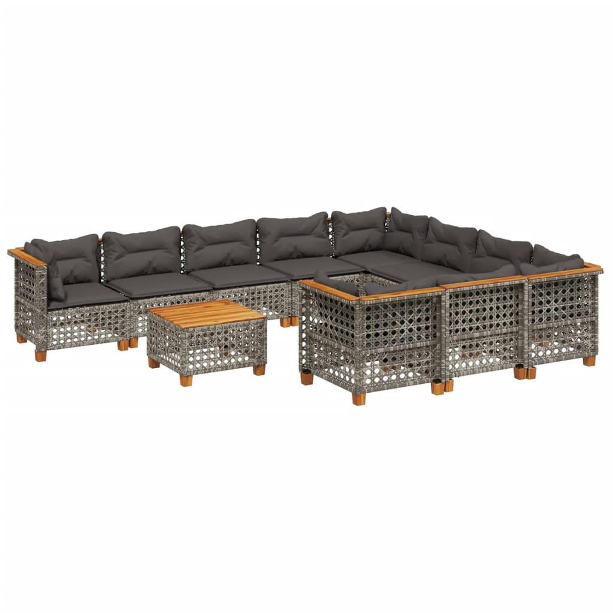 Voir la diapositive 2 : VIDAXL Salon de jardin 11 pcs avec coussins gris resine tressee