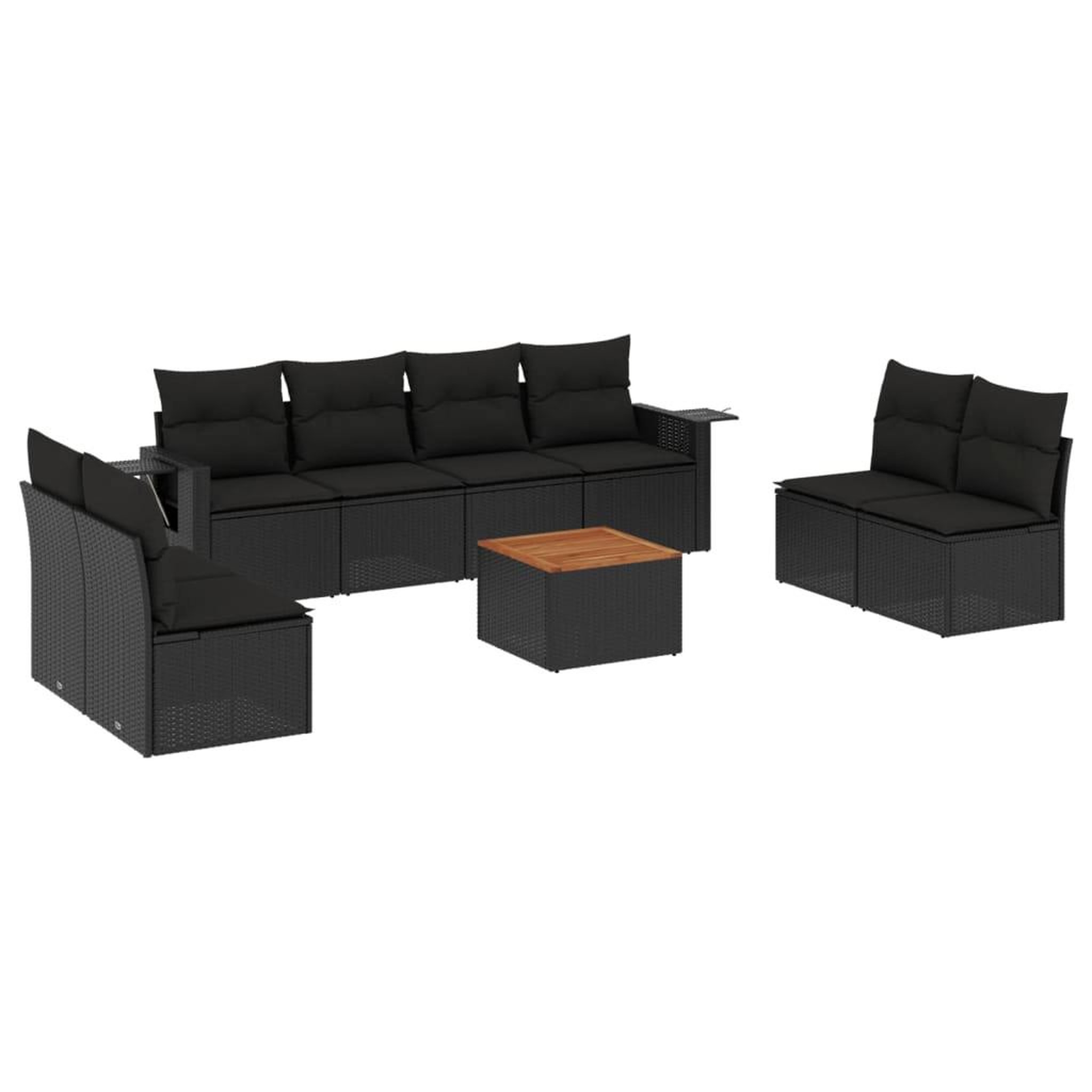 Voir la diapositive 2 : VIDAXL Salon de jardin 9 pcs avec coussins noir resine tressee