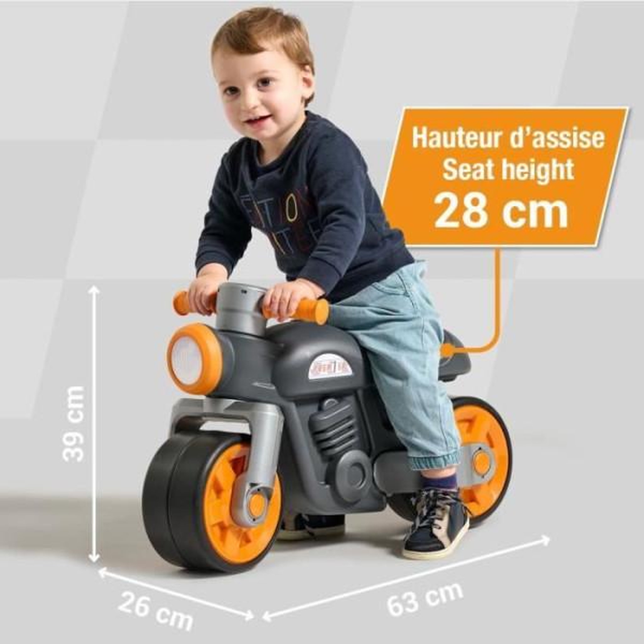 Voir la diapositive 4 : FALK Draisienne Velo  Moto Premier - FALK - Avec roues silencieuses - Gris - 75% Plastique Recyclé - 100% Fabriqué en France - Des 12 mo