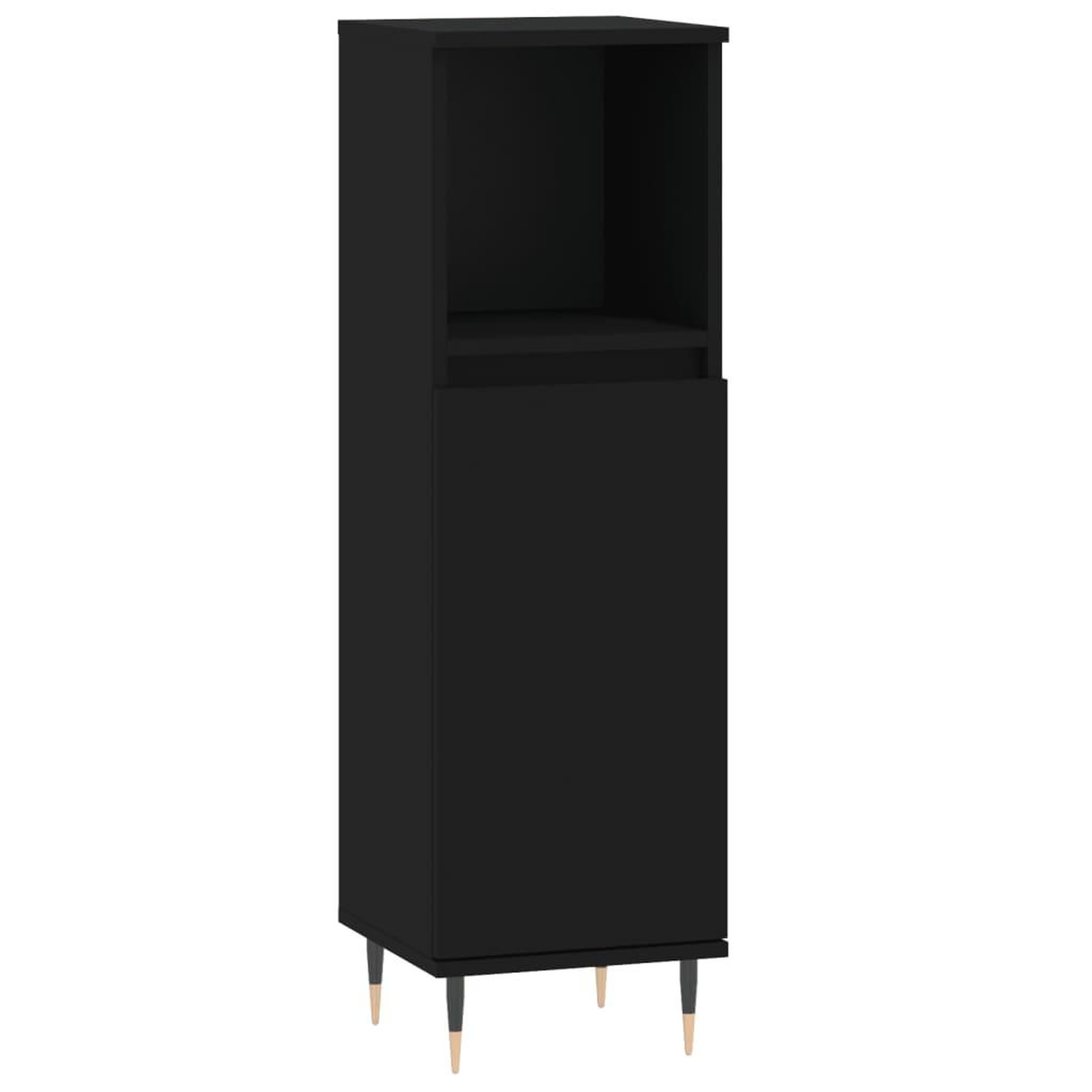 Voir la diapositive 2 : VIDAXL Armoire de salle de bain noir 30x30x100 cm bois d'ingenierie