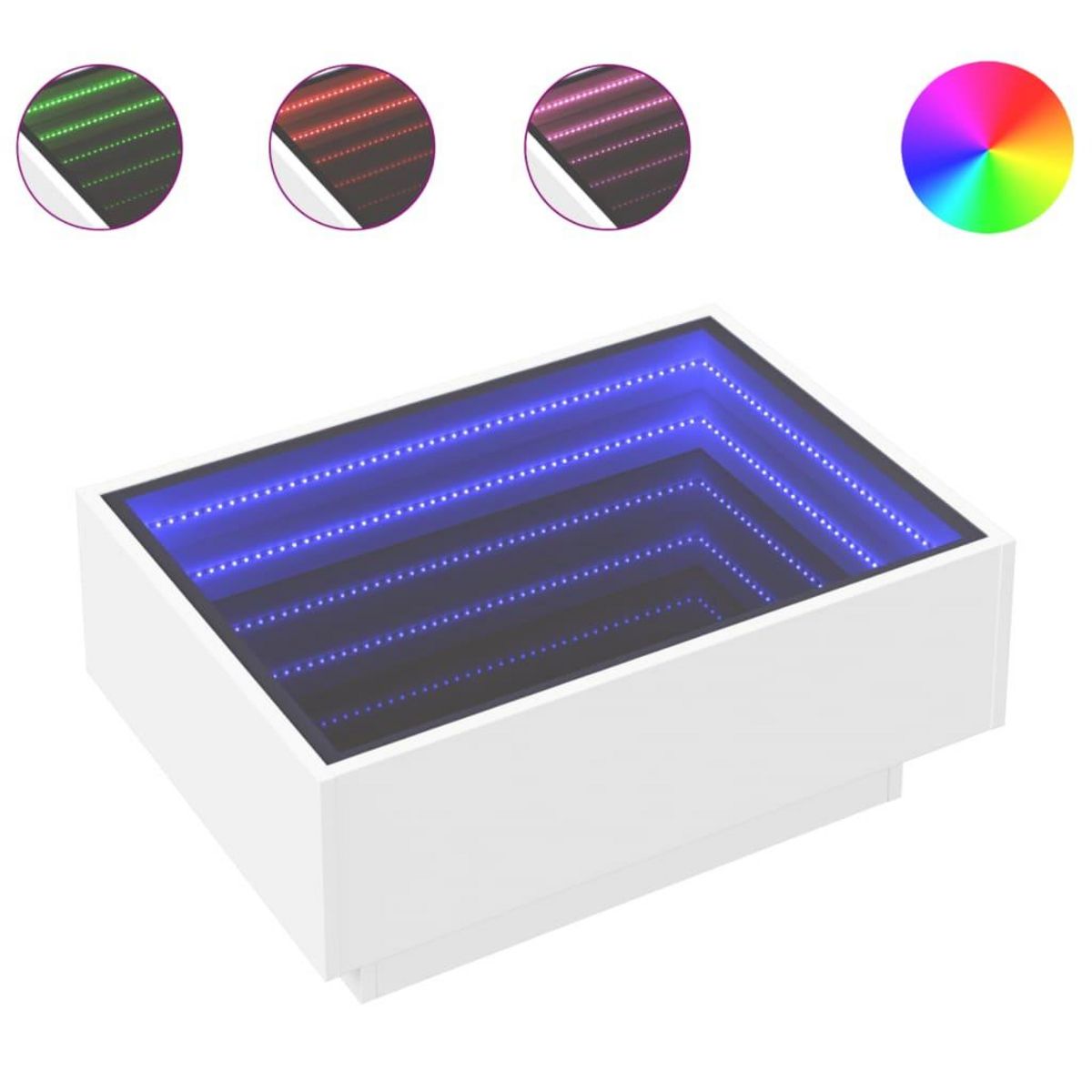 VIDAXL Table basse avec LED blanc 70x50x30 cm bois d'ingenierie