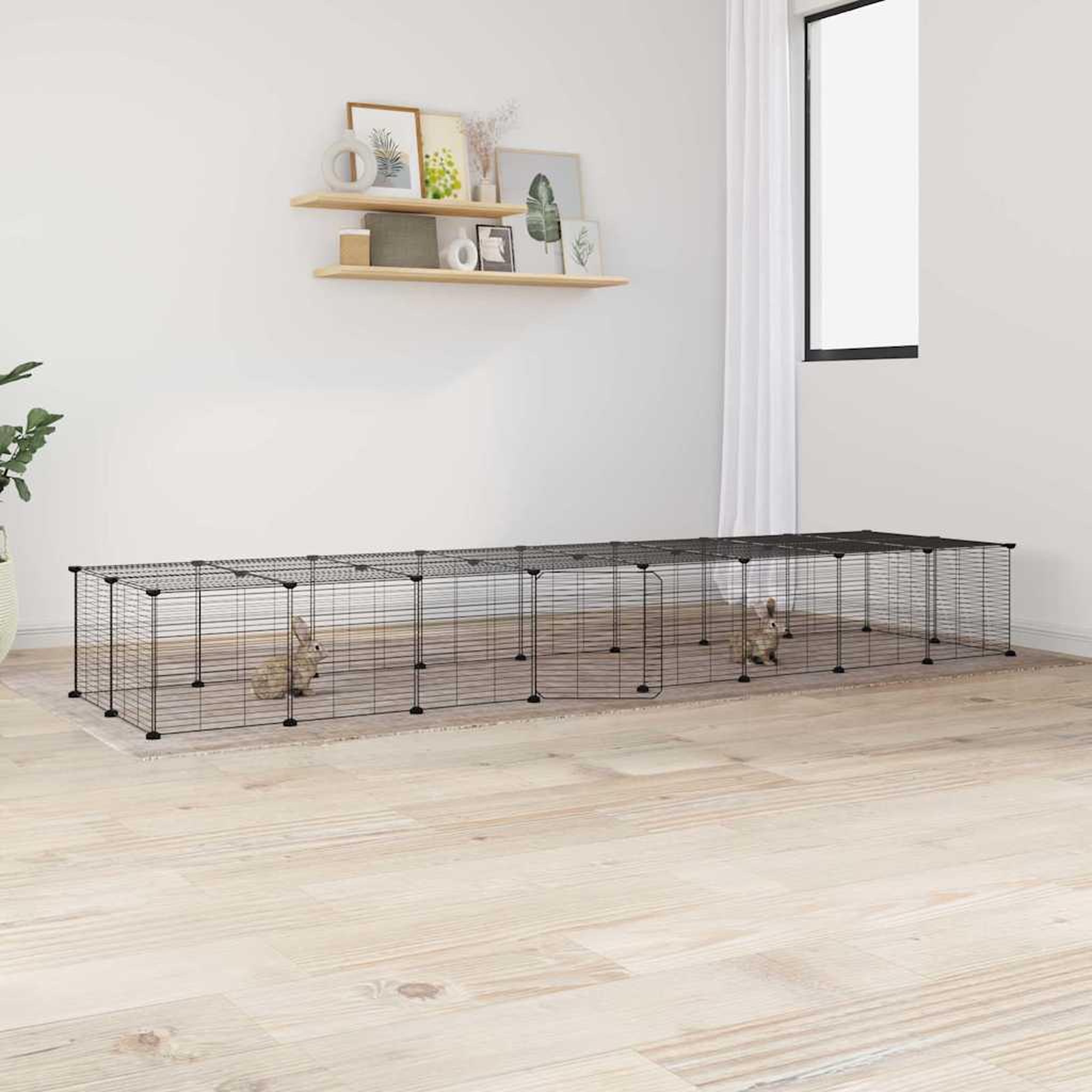 VIDAXL Cage animaux de compagnie a 36 panneaux et porte Noir 35x35 cm