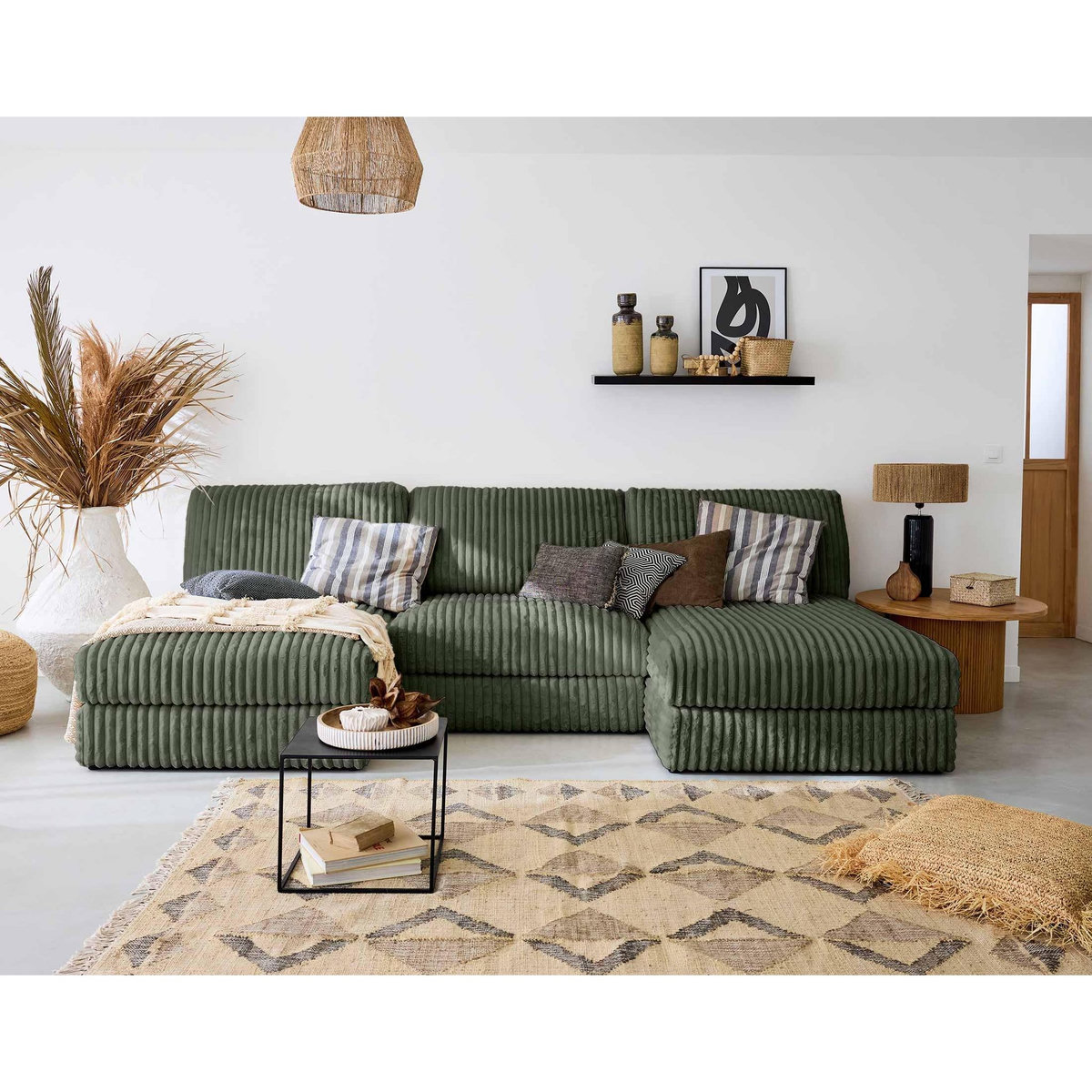 LISA DESIGN Jasper - canapé panoramique modulable - en fausse fourrure côtelée