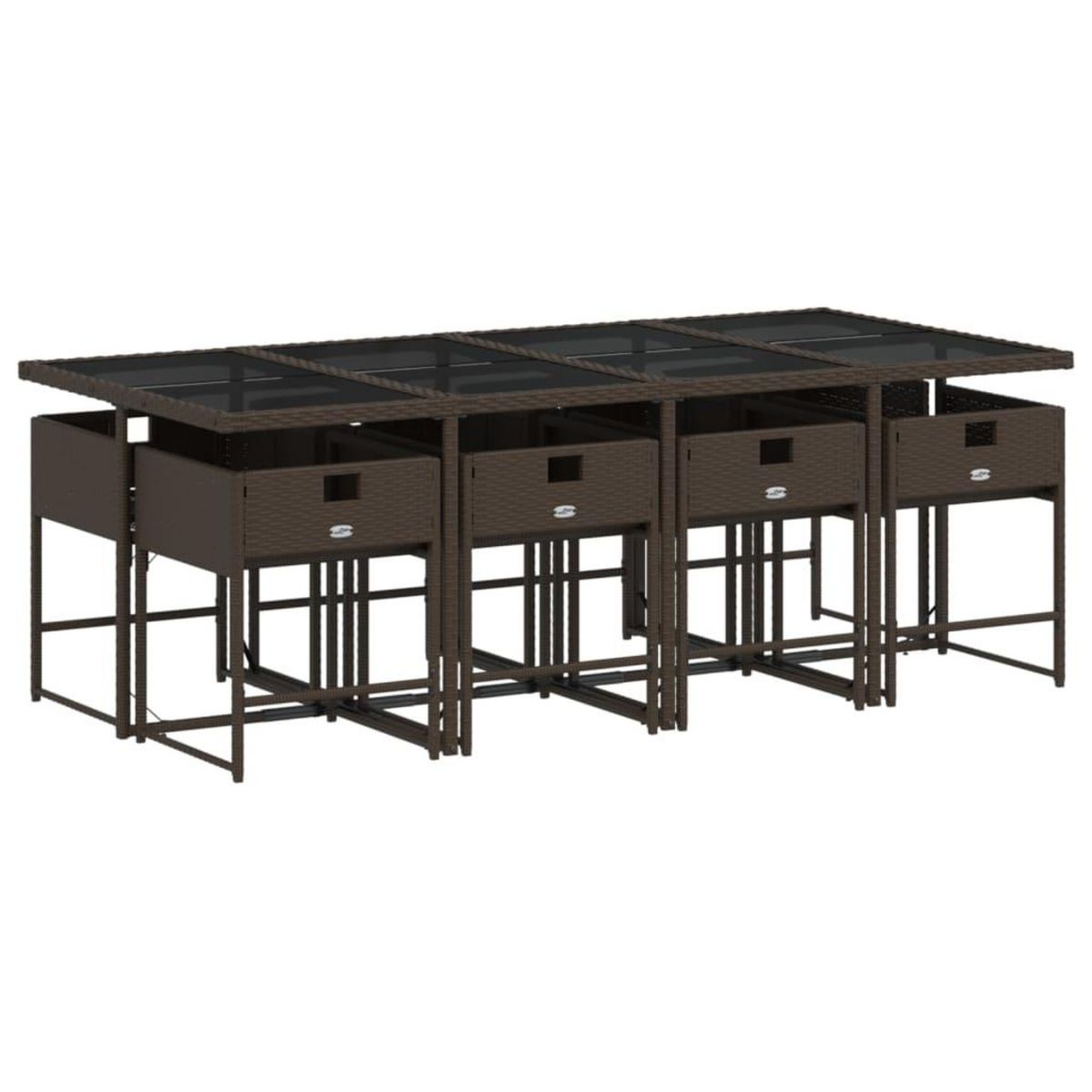 VIDAXL Ensemble a manger de jardin et coussins 9 pcs marron poly rotin