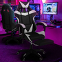 Voir la diapositive 2 : ID MARKET Fauteuil de gaming ALEX réglable avec repose-pied, coussin de tête et coussin lombaire noir et blanc
