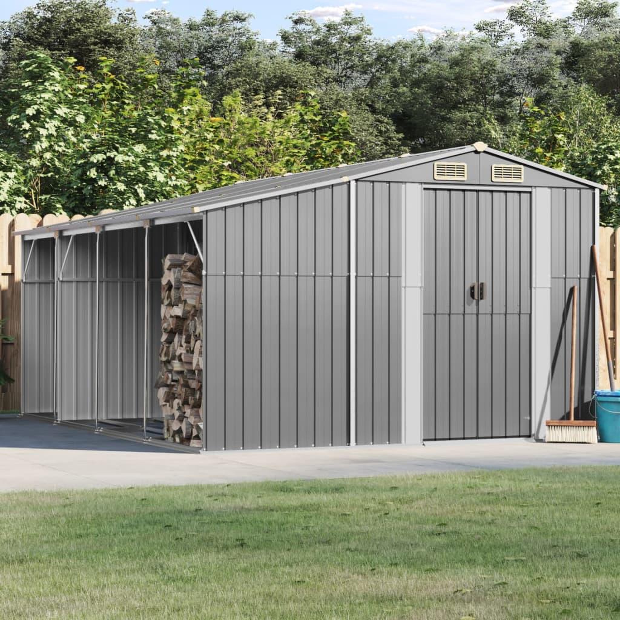 VIDAXL Abri de jardin gris 277x365,5x179 cm acier galvanise