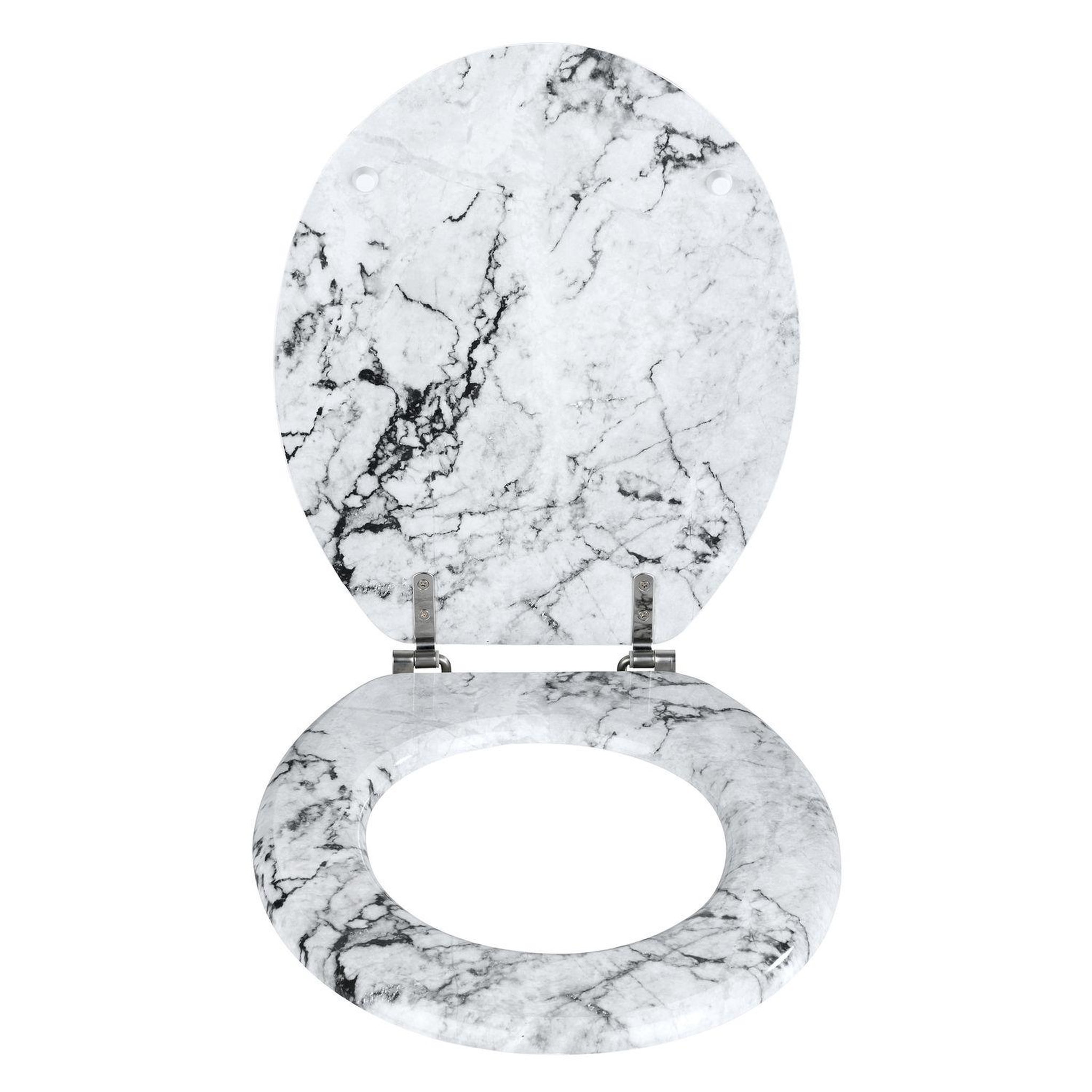 Voir la diapositive 2 : Wenko Abattant WC en MDF design marbre Onyx - Blanc