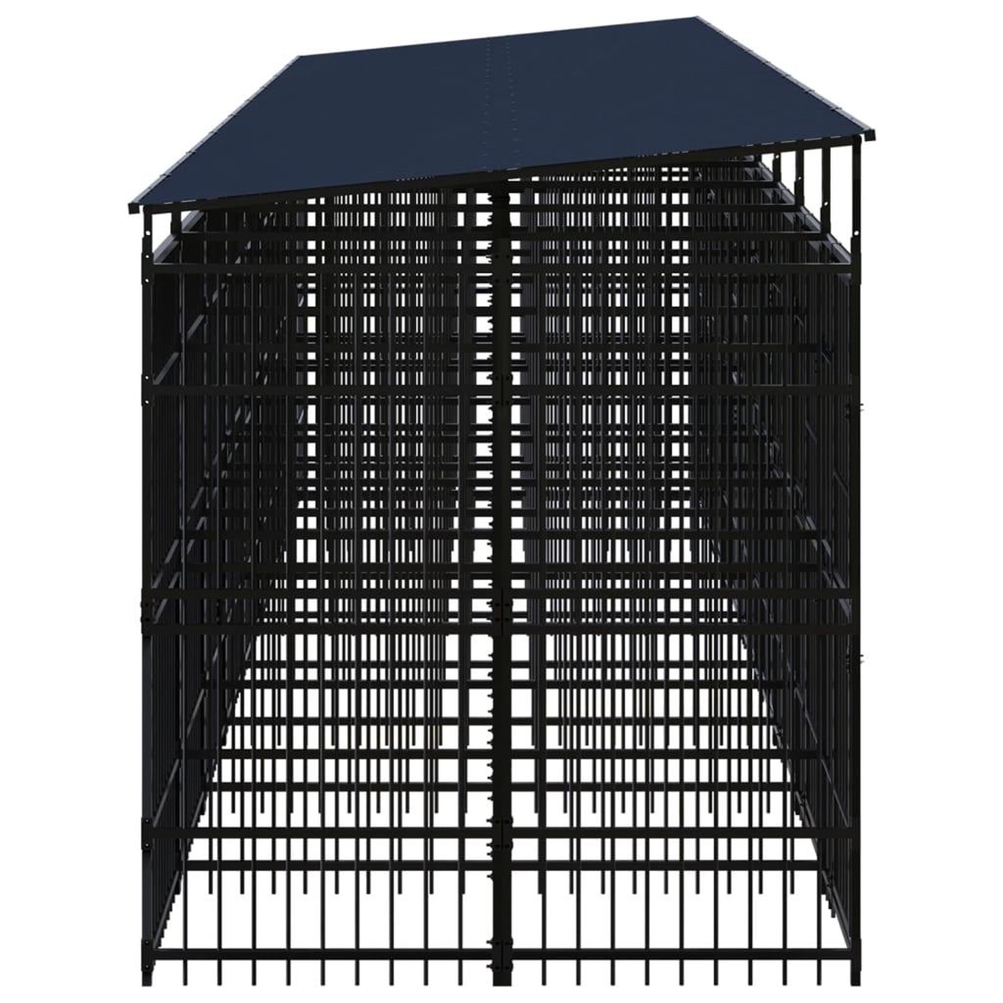 Voir la diapositive 3 : VIDAXL Chenil d'exterieur avec toit pour chiens Acier 16,59 m²