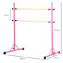 HOMCOM Barre double - barre de ballet - double barre de danse classique - hauteur réglable 75-150 cm - bois de hêtre acier rose