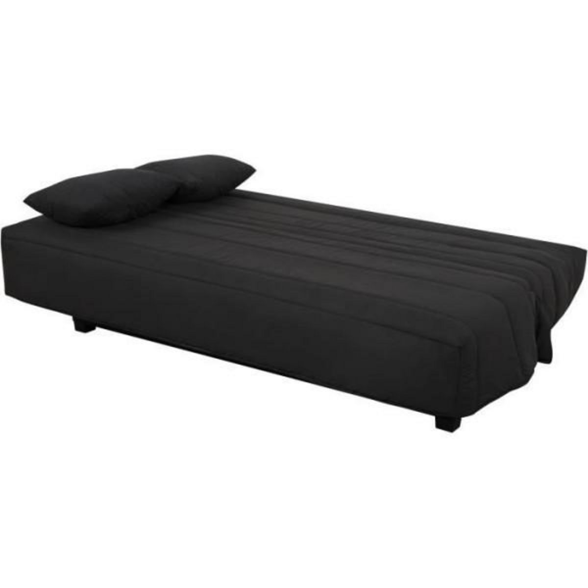 DUNLOPILLO Banquette Clic clac 2 places REVEUR - Tissu noir - Matelas DUNLOPILLO - Couchage 188x128 cm