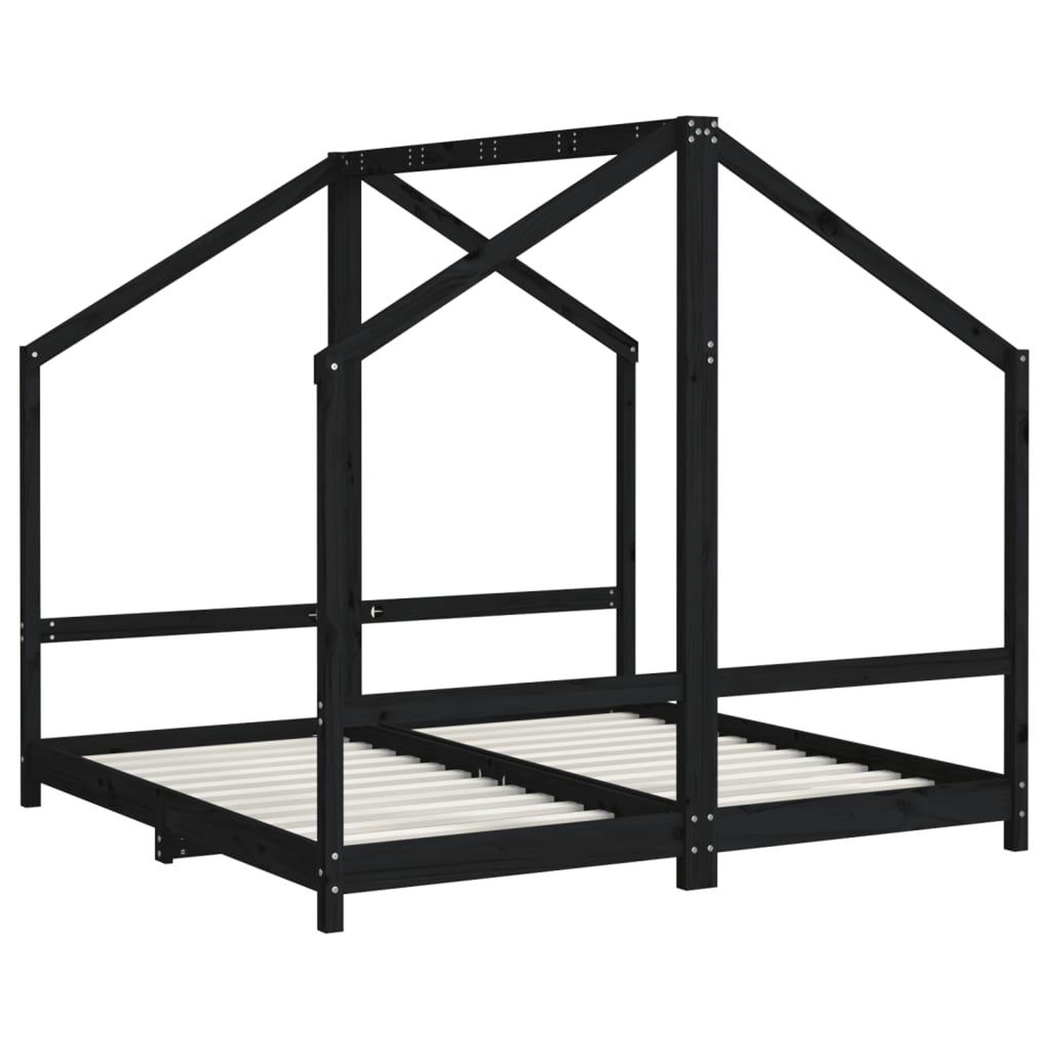 Voir la diapositive 3 : VIDAXL Cadre de lit pour enfant noir 2x(80x160) cm bois de pin massif
