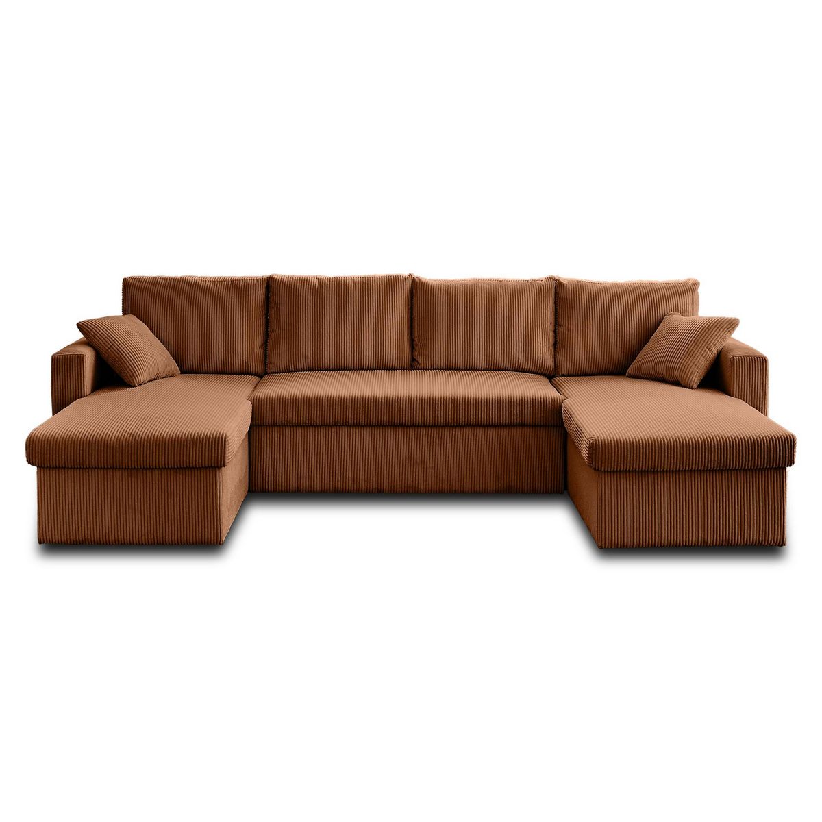 BEST MOBILIER Cyrus - canapé panoramique en u - 7 places - convertible avec coffre - en velours côtelé