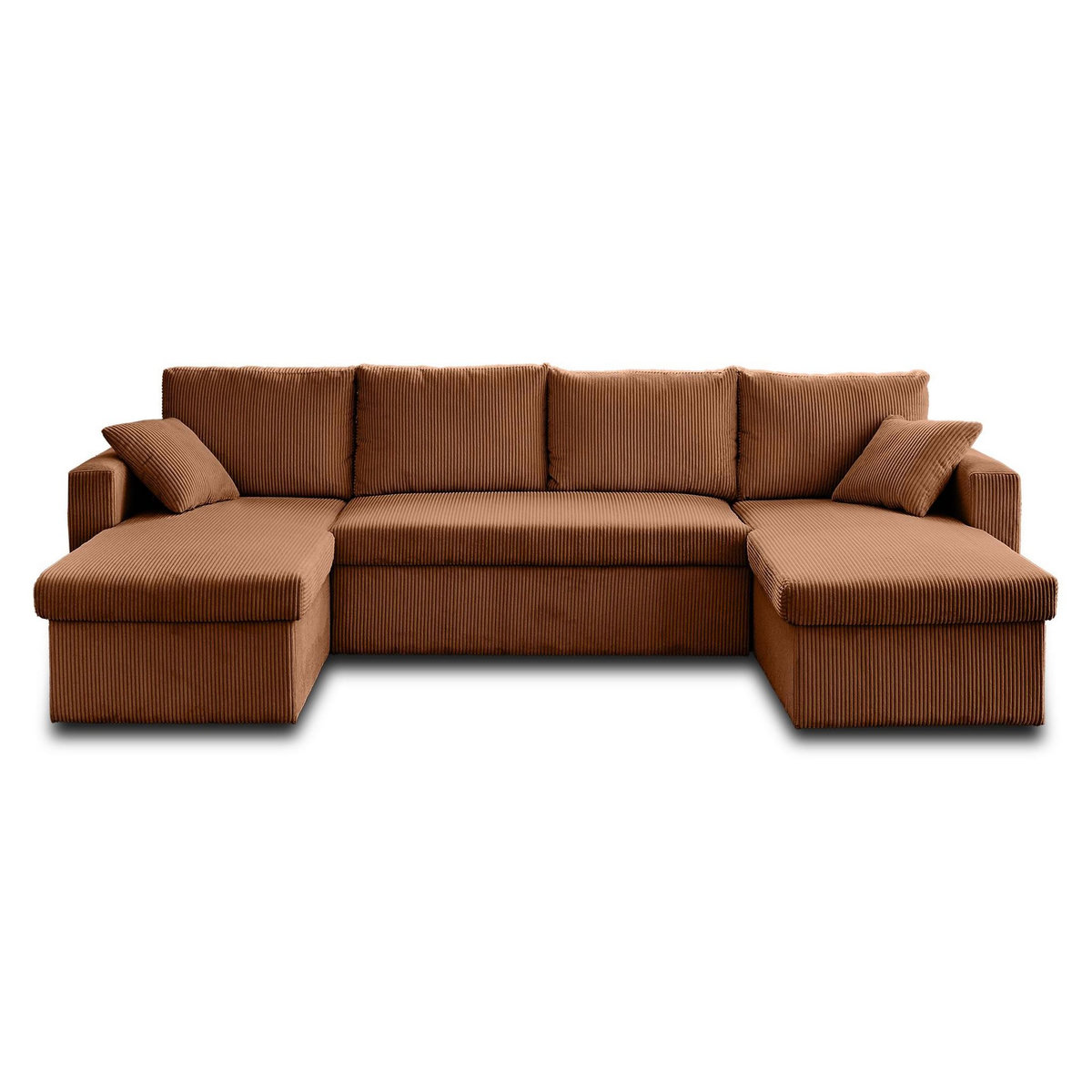 BEST MOBILIER Cyrus - canapé panoramique en u - 7 places - convertible avec coffre - en velours côtelé