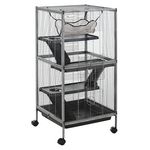 PAWHUT Cage pour petits animaux portable avec 2 portes hamac métal PP 52 x 52 x 113,5 cm. Coloris disponibles : Gris, Blanc