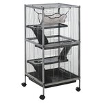 PAWHUT Cage pour petits animaux portable avec 2 portes hamac métal PP 52 x 52 x 113,5 cm. Coloris disponibles : Gris, Blanc