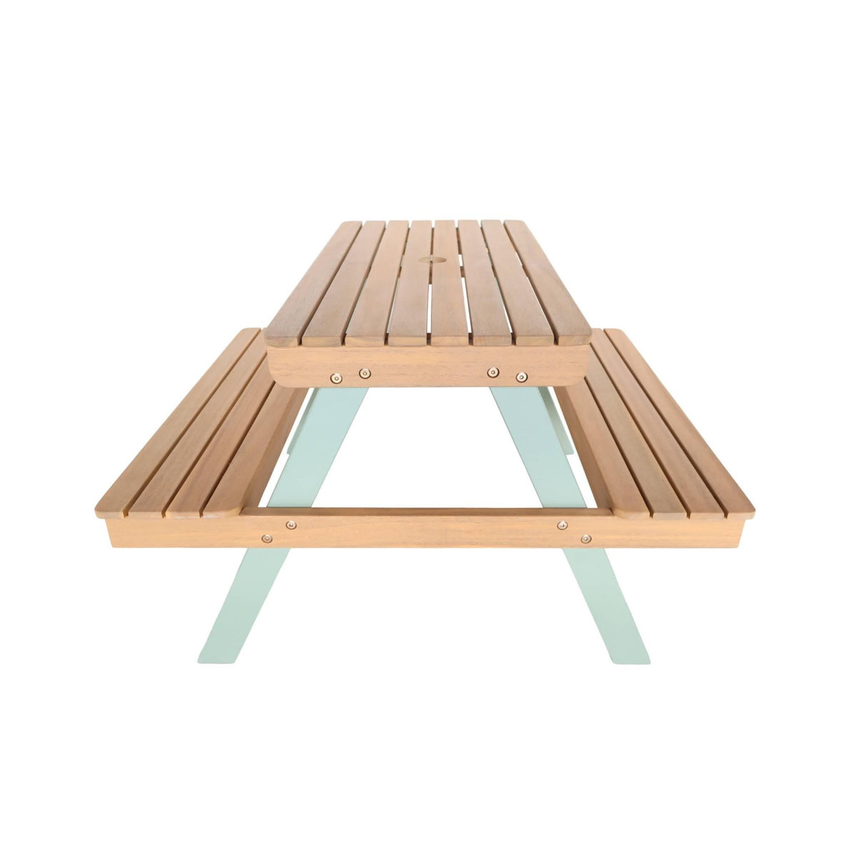 SWEEEK Table de pique-nique en bois d'acacia pour enfant, salon de jardin enfant 2 places, couleur teck clair