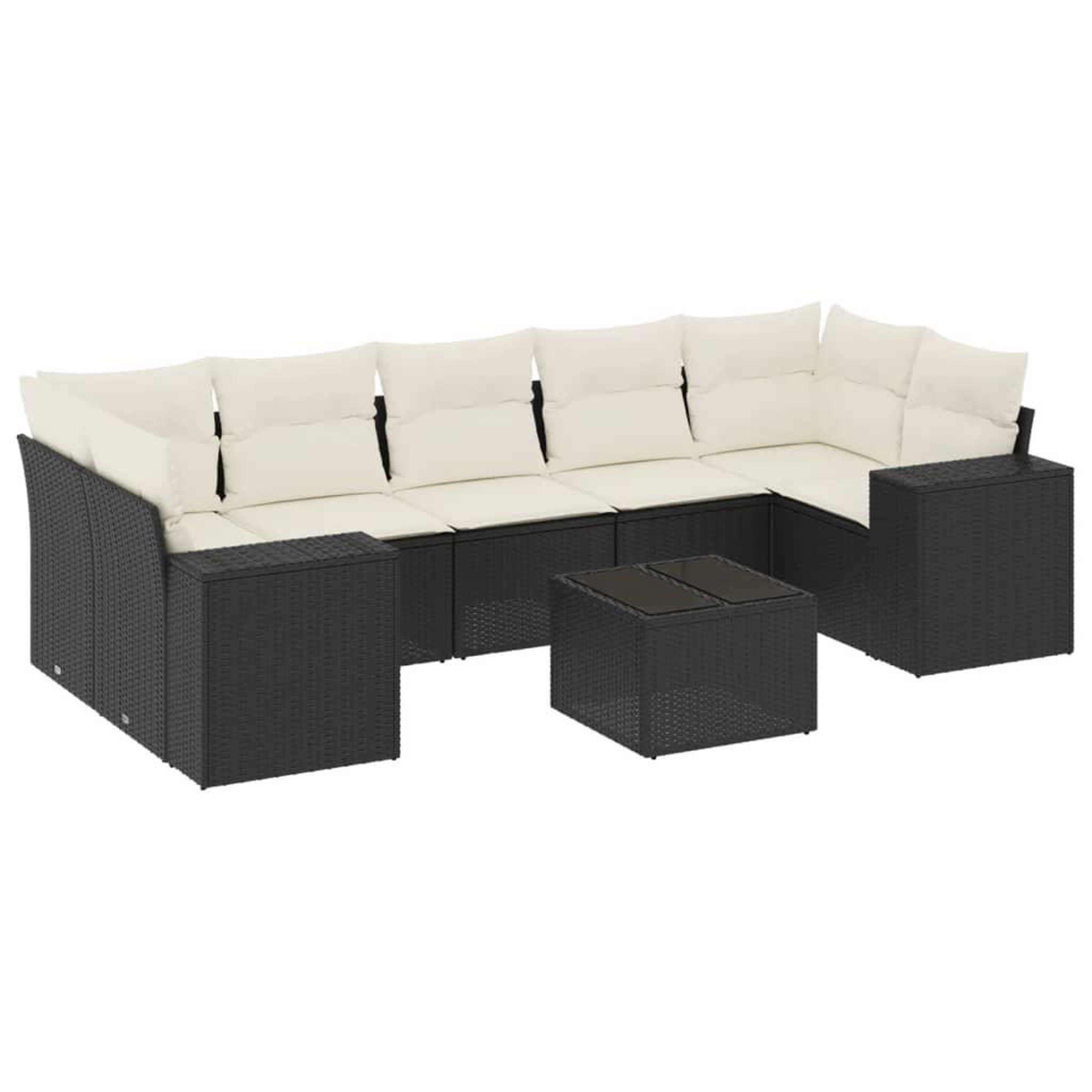 Voir la diapositive 2 : VIDAXL Salon de jardin 8 pcs avec coussins noir resine tressee