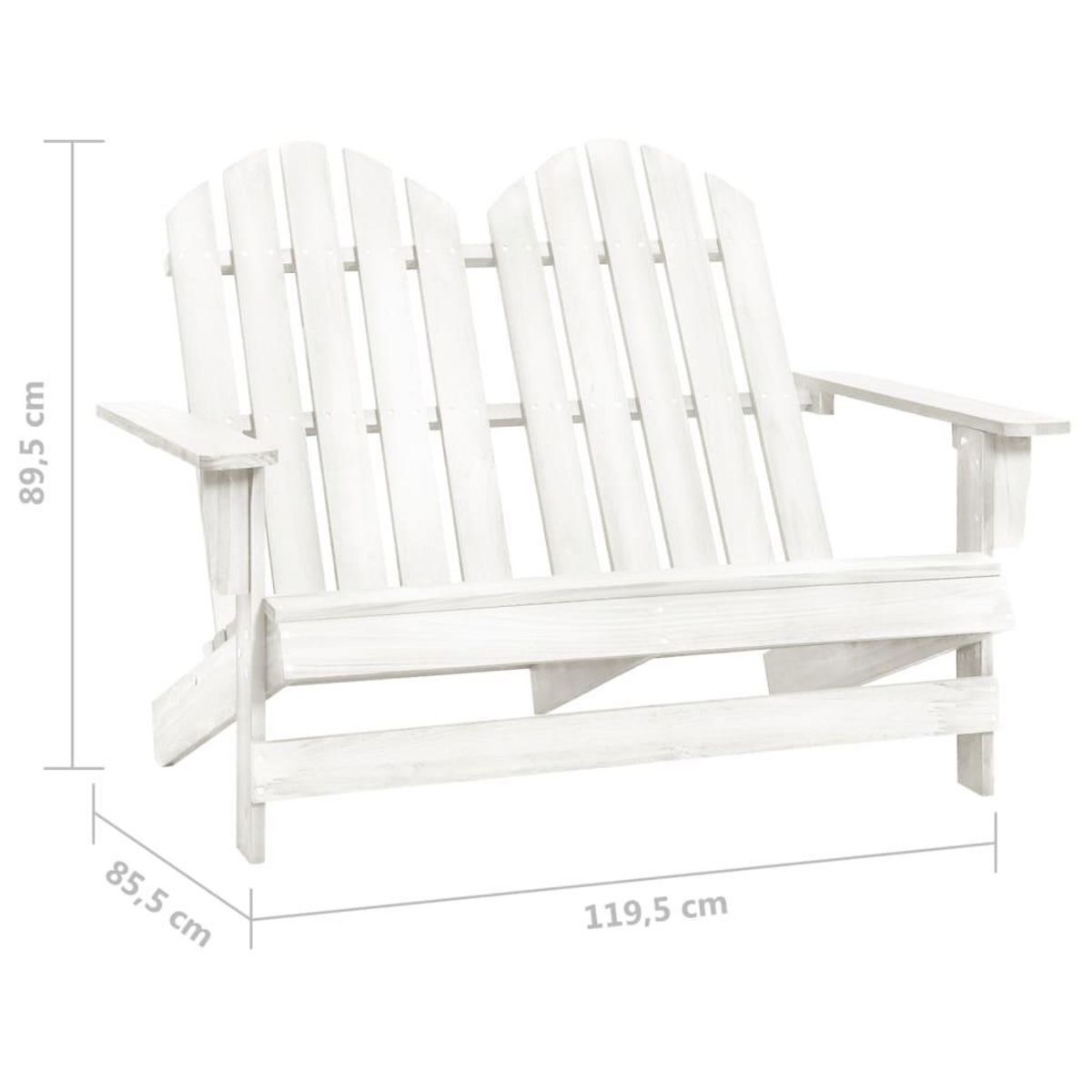 VIDAXL Chaise de jardin Adirondack 2 places bois de sapin massif blanc