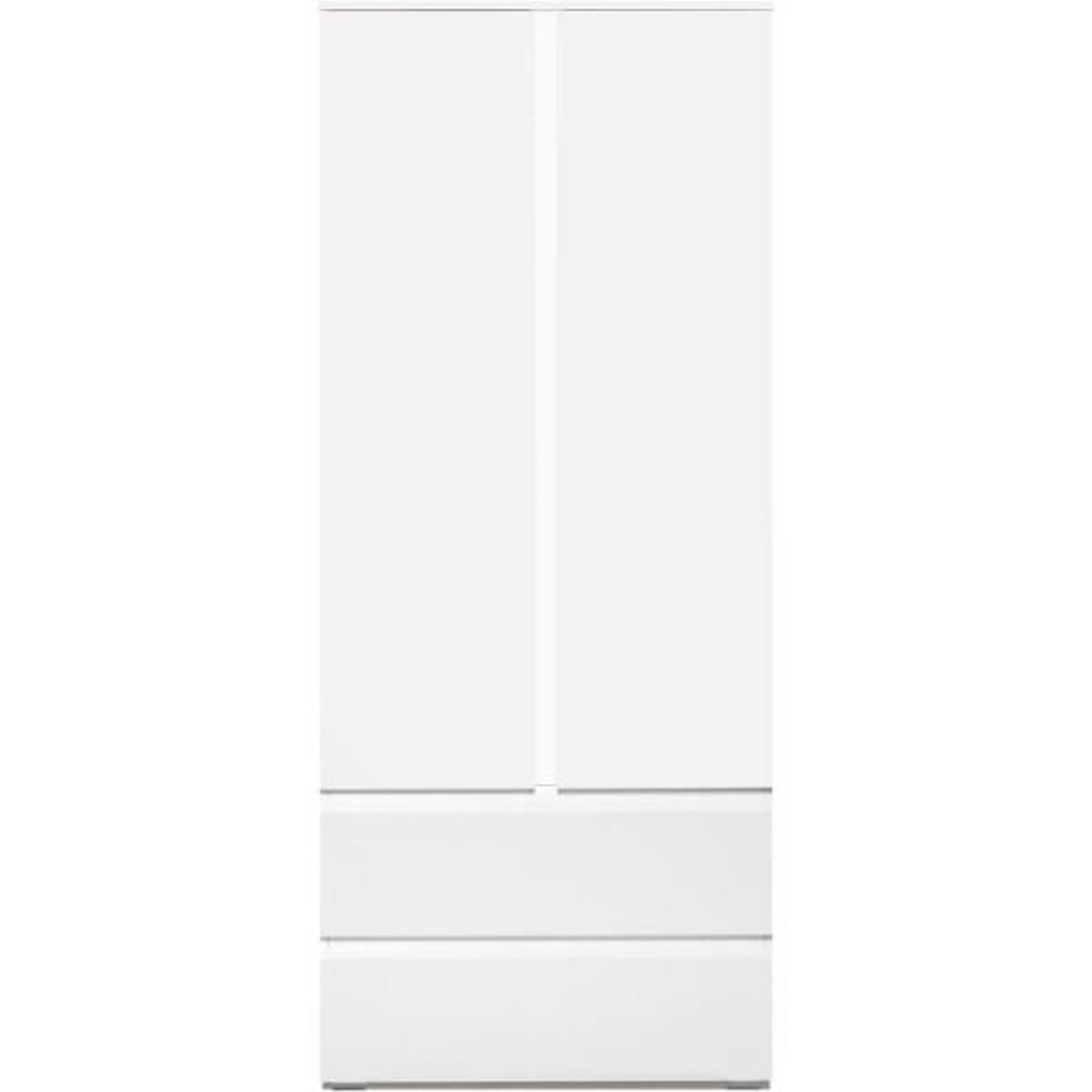 Voir la diapositive 5 : MARKET24 Armoire IMAGE7 - 2 portes + 2 tiroirs - Blanc Mat - L80 x H191 x P40 cm
