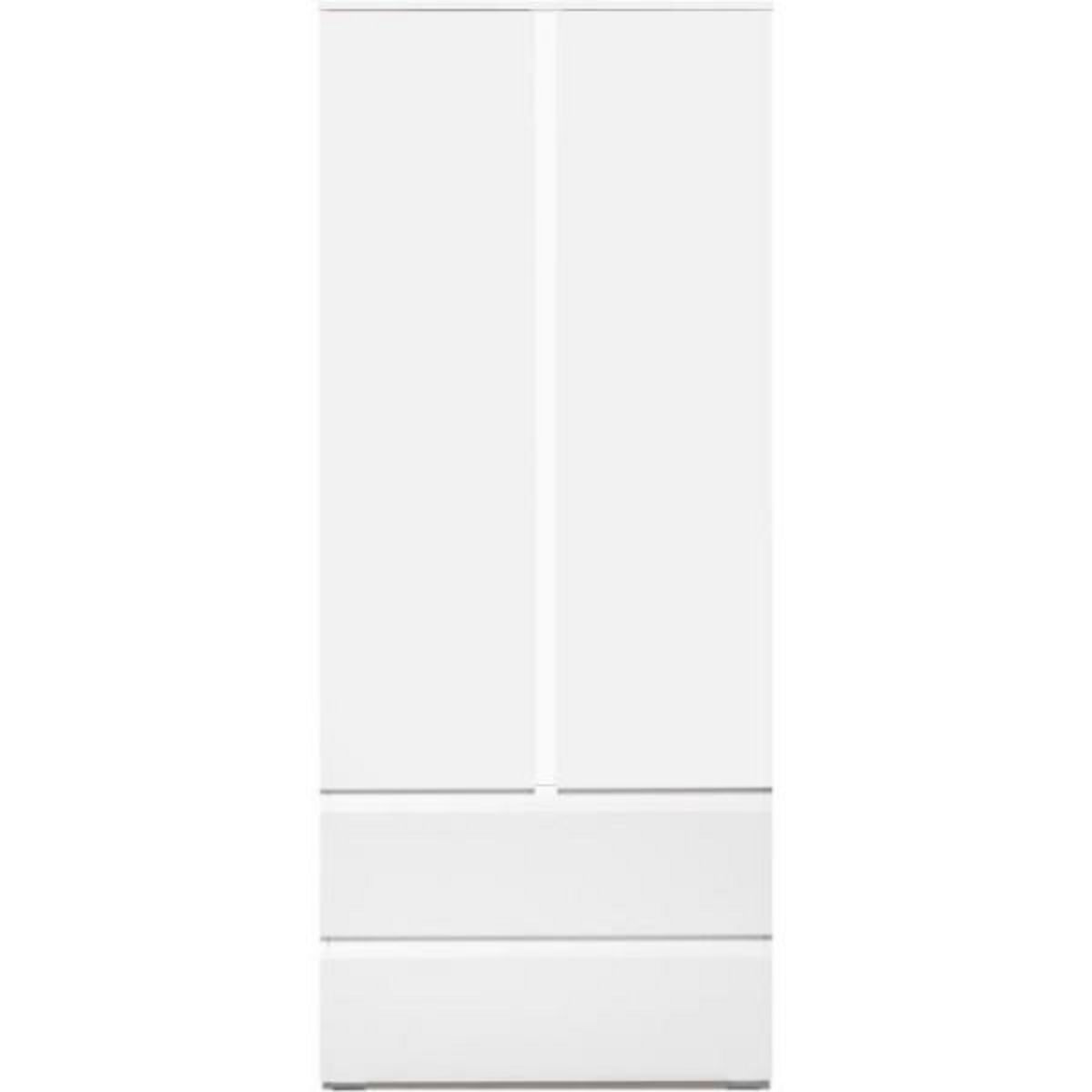 MARKET24 Armoire IMAGE7 - 2 portes + 2 tiroirs - Blanc Mat - L80 x H191 x P40 cm