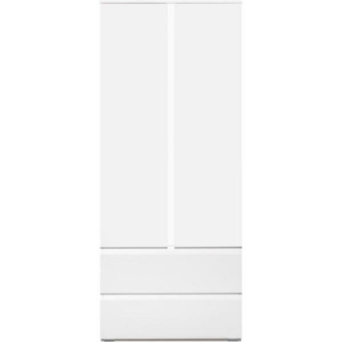 MARKET24 Armoire IMAGE7 - 2 portes + 2 tiroirs - Blanc Mat - L80 x H191 x P40 cm