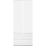 Voir la diapositive 5 : MARKET24 Armoire IMAGE7 - 2 portes + 2 tiroirs - Blanc Mat - L80 x H191 x P40 cm