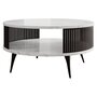 Voir la diapositive 1 : BEST MOBILIER Forini - table basse ronde - effet marbre blanc - 1 niche - 75 cm