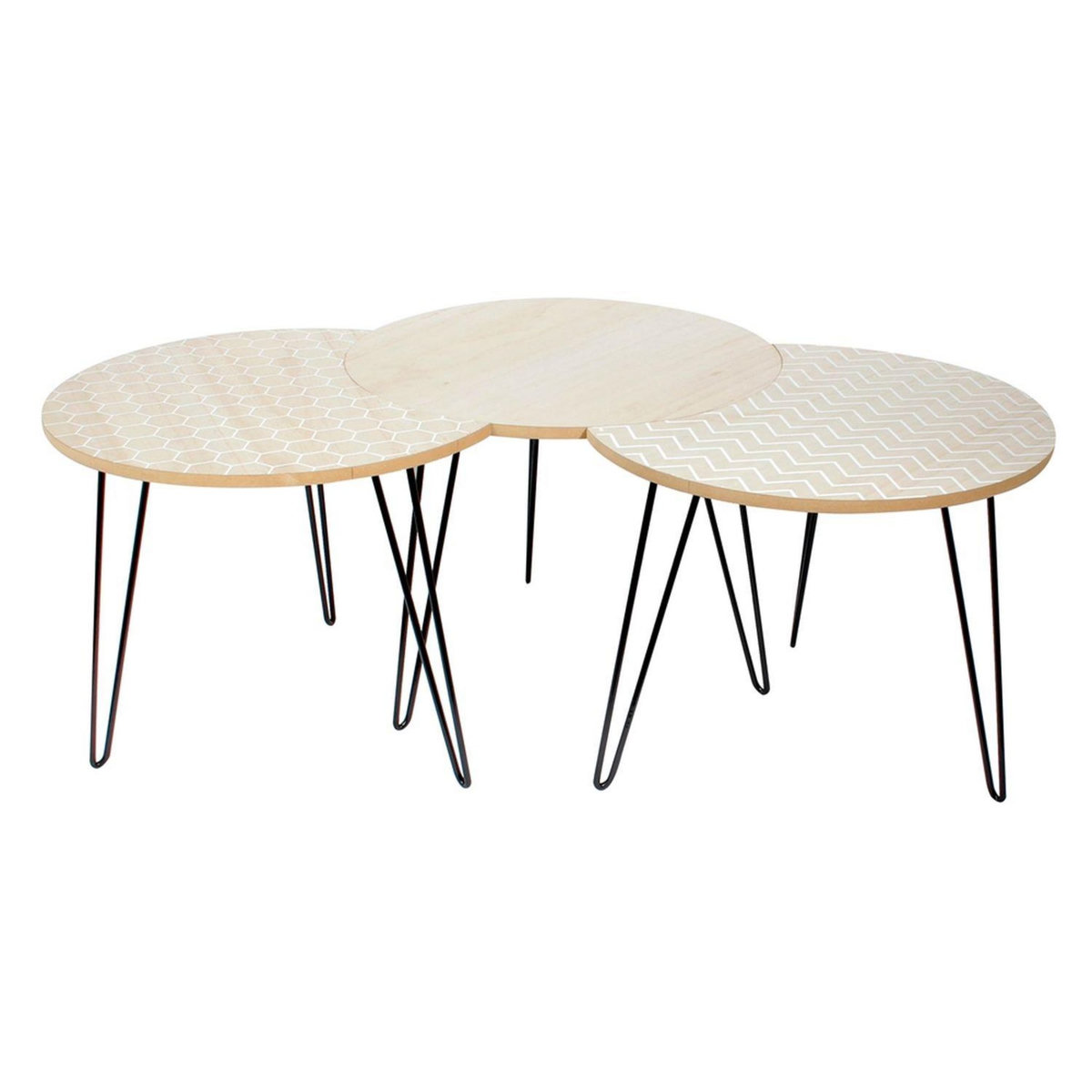 The Home Deco Factory 3 Tables Scandinaves - Diam. 45 cm