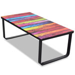 VIDAXL Table basse avec impression d'arc-en-ciel Dessus en verre