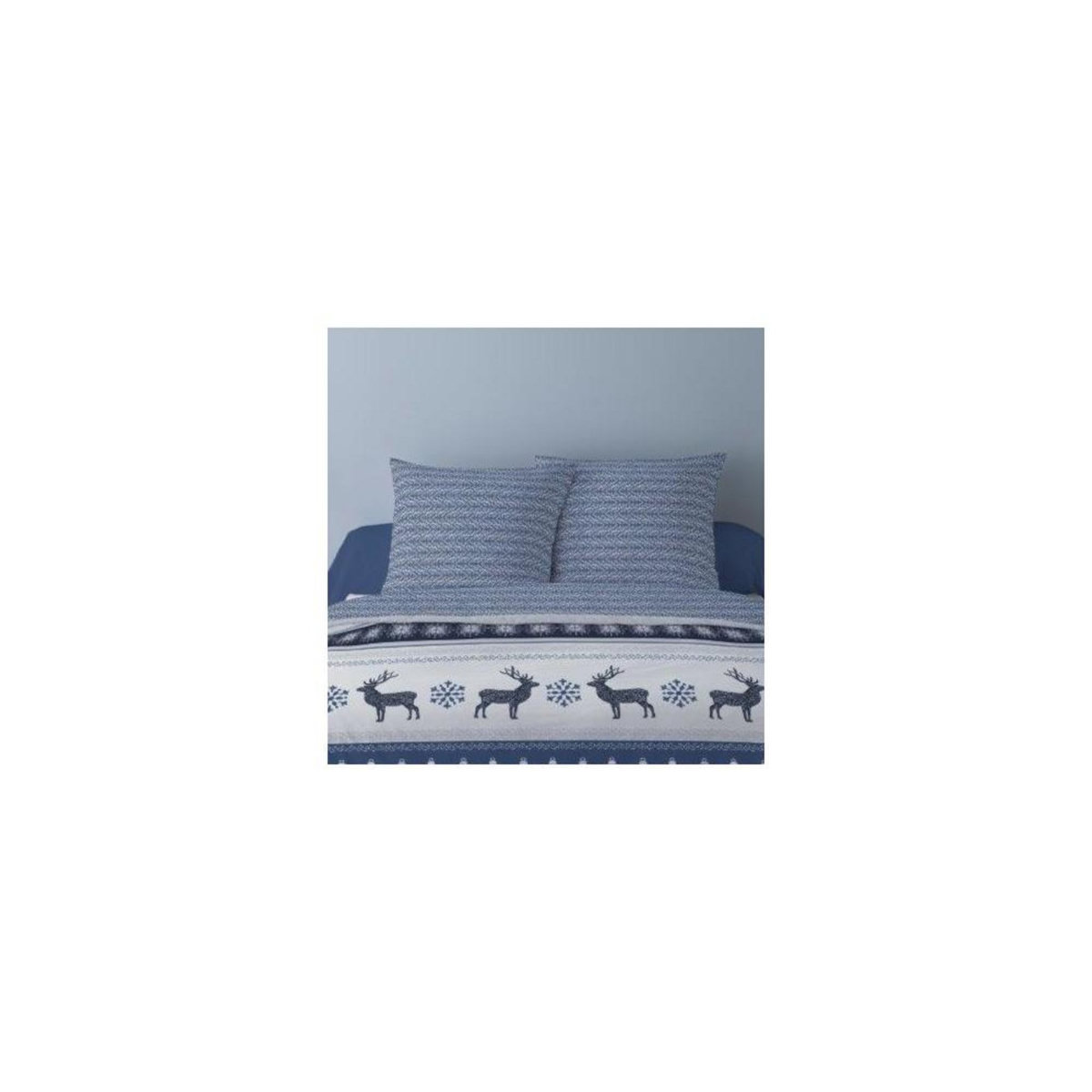 Dourev Housse de couette 240x220 FENRIS BLEU + 2 taies matière Polaire