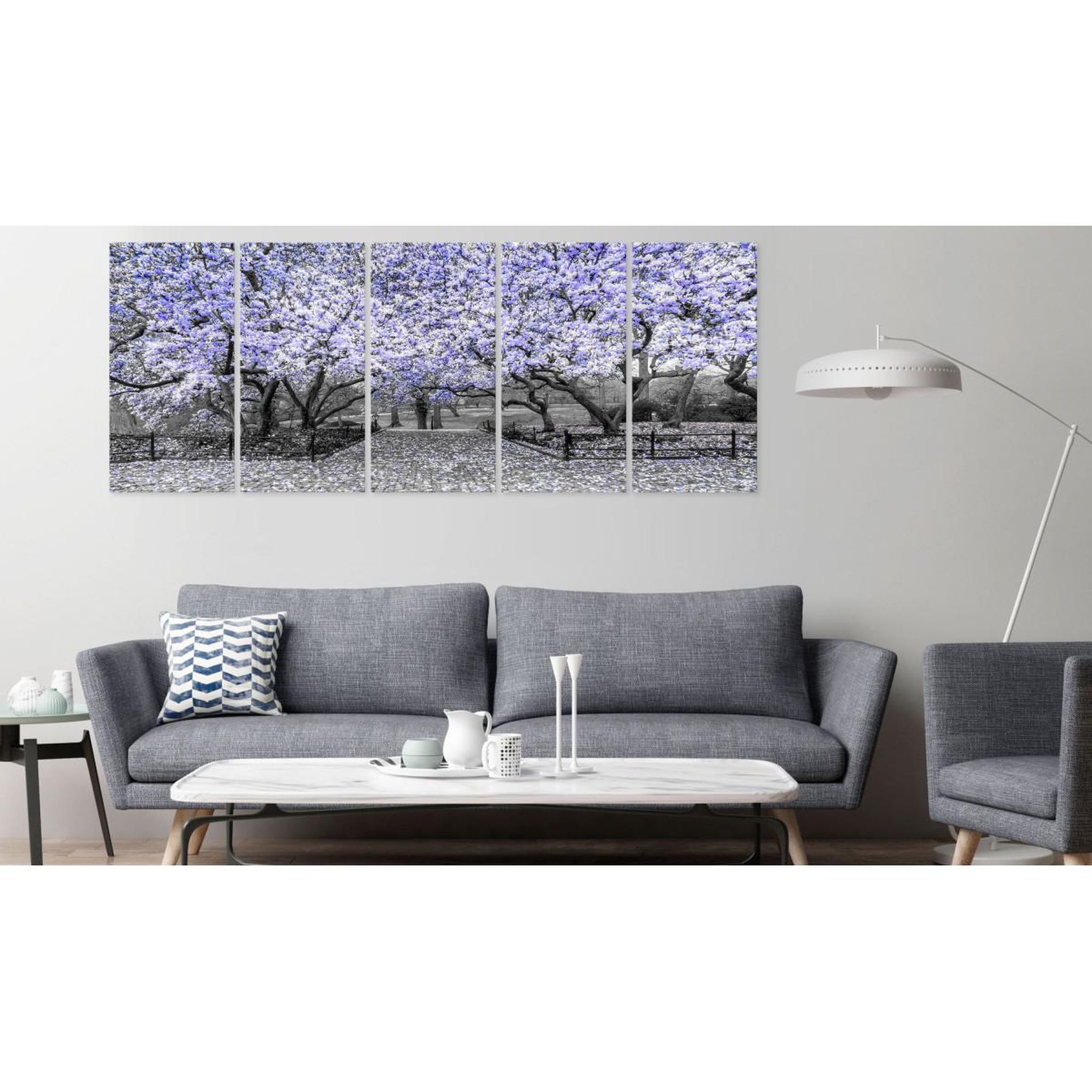 Voir la diapositive 2 : Paris Prix Tableau 5 Panneaux  Magnolia Park Narrow Violet