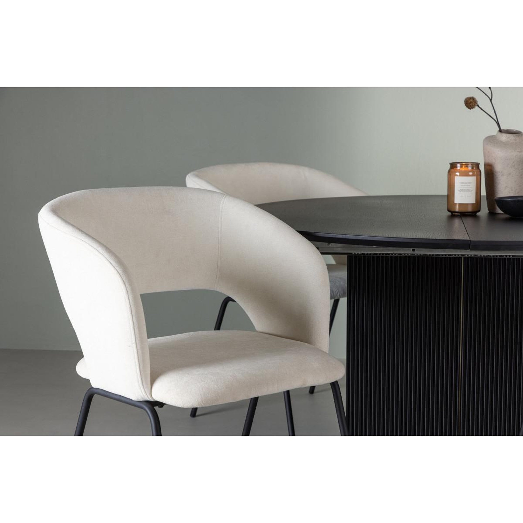 Voir la diapositive 4 : Paris Prix Ensemble table à manger extensible & 4 chaises  matilda & day  130-180cm noir & blanc cassé