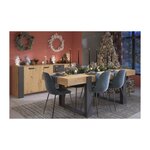 PARISOT Ensemble enfilade + table LOFT - Mélaminé décor chene artisan et gris - Table rectangulaire 8 personnes-Enfilade 3 portes - P