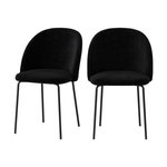 MAISON PAVANE Lot de 2 chaises en tissu bouclette noir-Karl